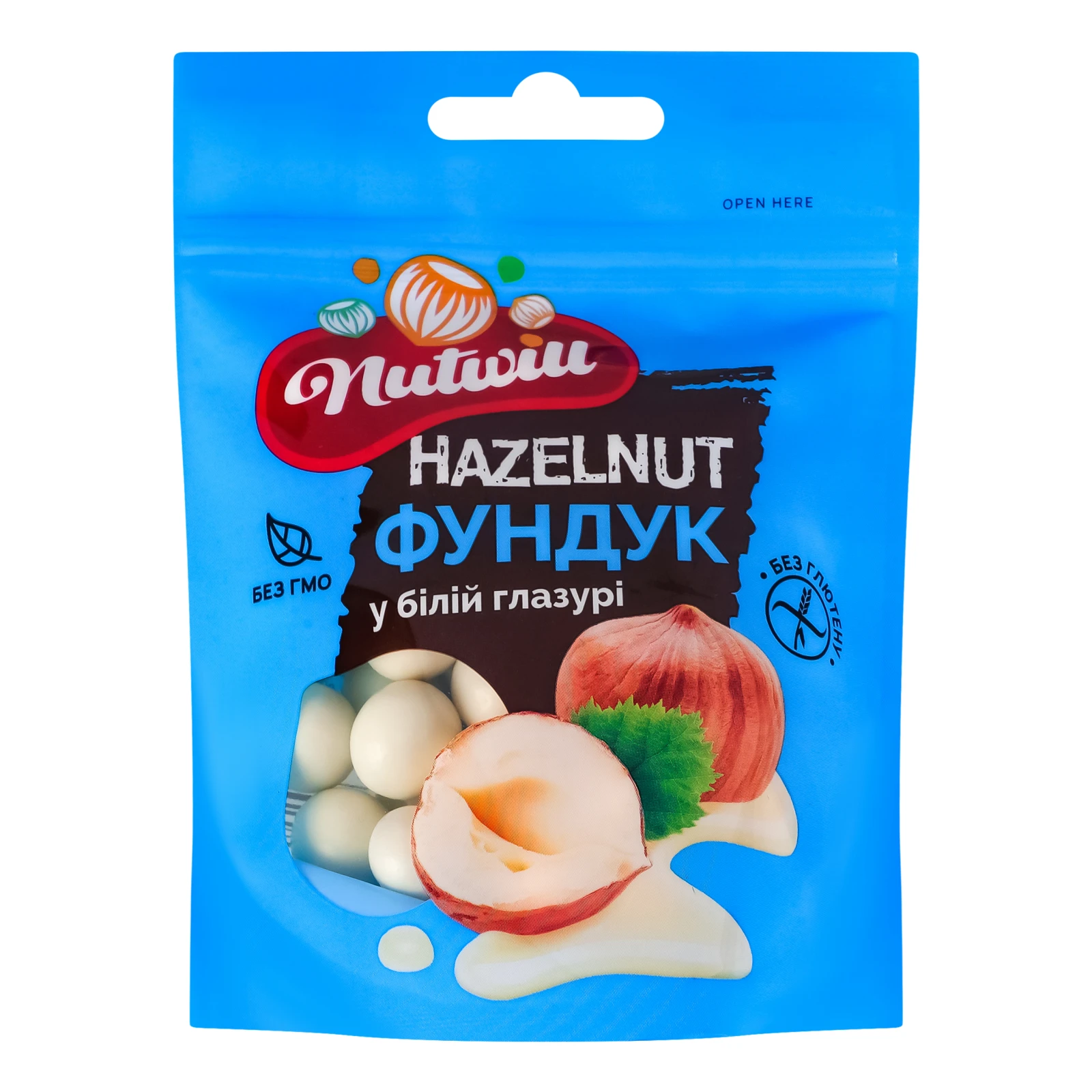 Горіх Nutwill 100г фундук у білий глазурі Фото №:1