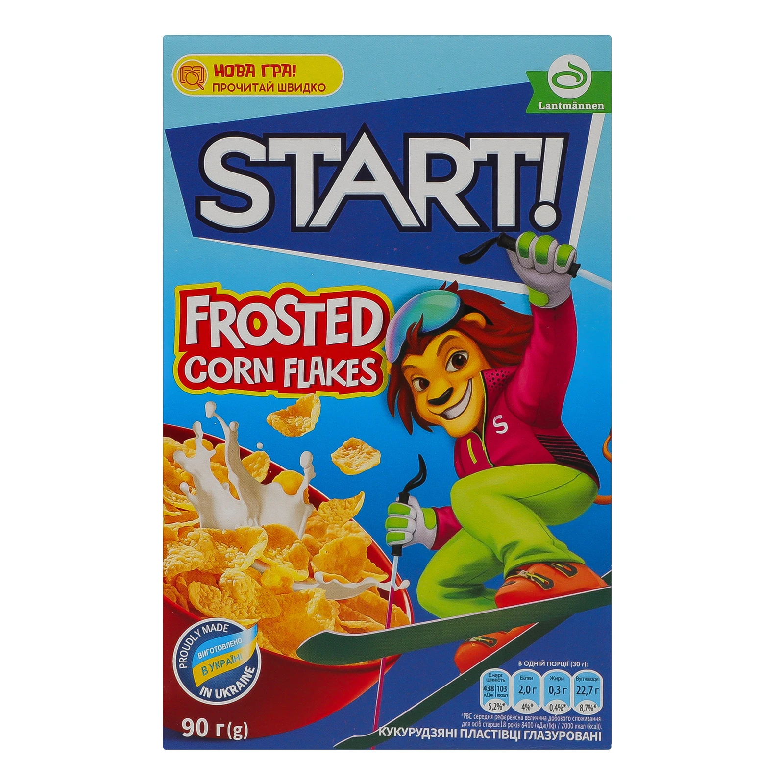 Сніданок сухий Start! пластівці кукурудзяні глазуровані 90г Фото №:1