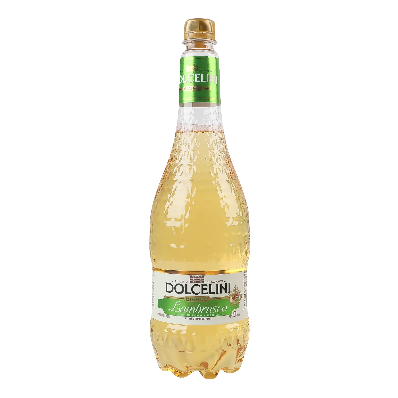 Сидр Dolcelini Con Gusto Lambrusco Bianco солодкий шипучий міцний 7.5% 800мл Фото №:1