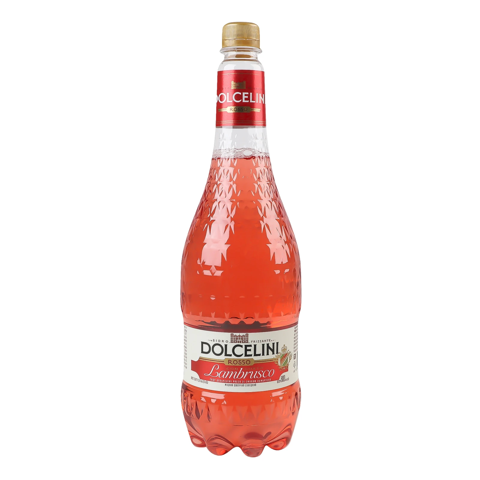 Сидр Dolcelini Con Gusto Lambrusco Rosso солодкий шипучий міцний 7.5% 800мл Фото №:1