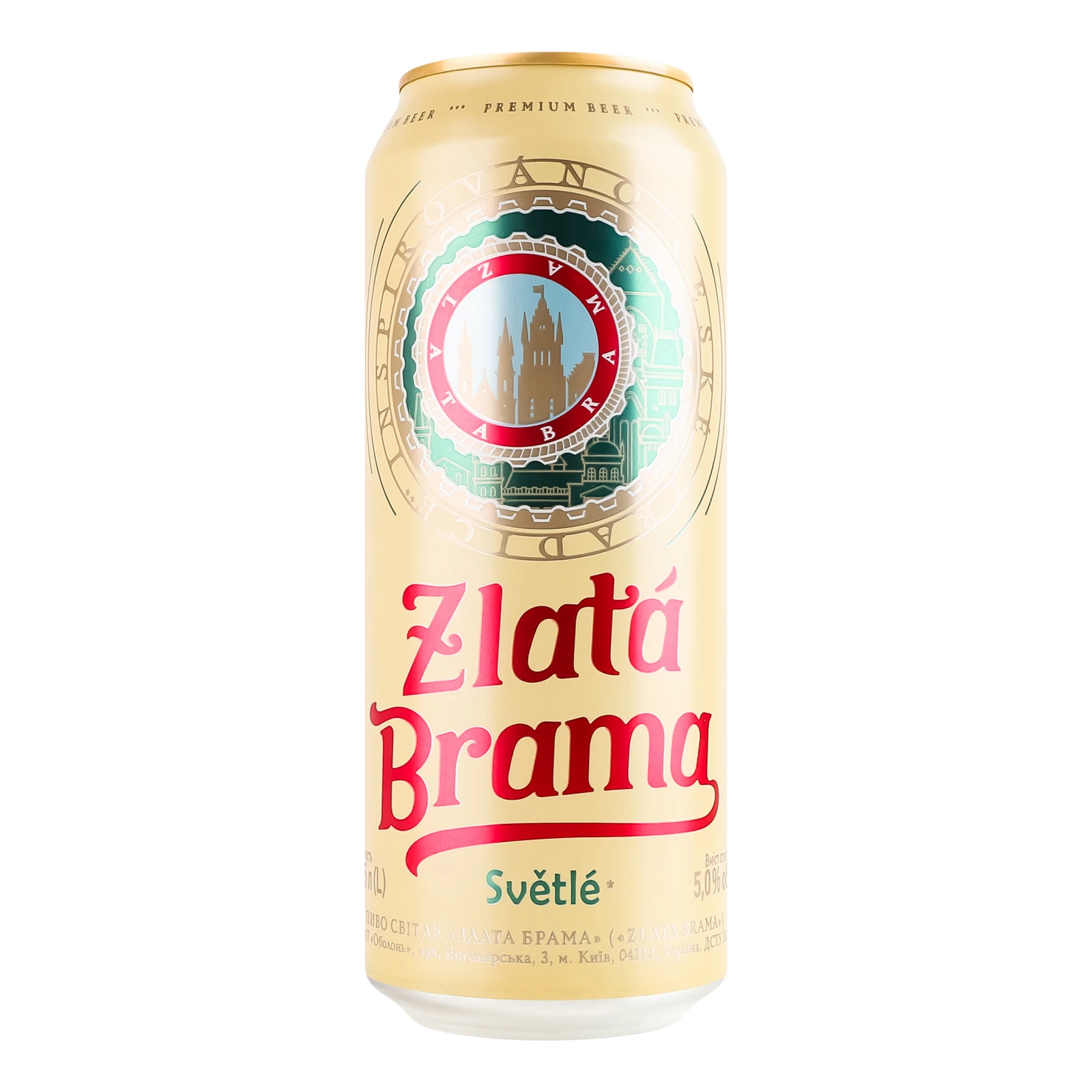 Пиво Zlata Brama світле пастеризоване 5% 0.5л Фото №:1