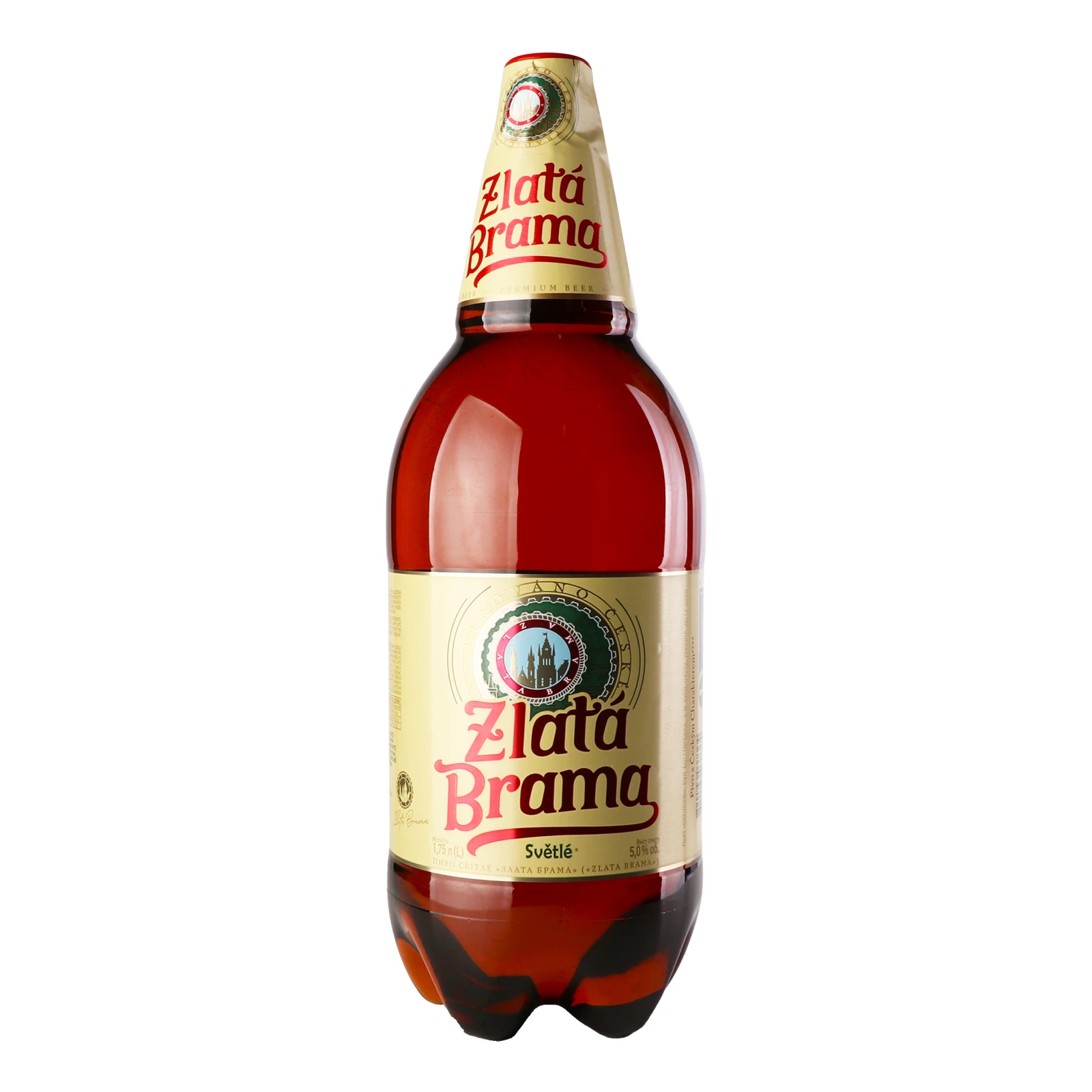 Пиво Zlata Brama світле пастеризоване 5% 1.75л фото 2