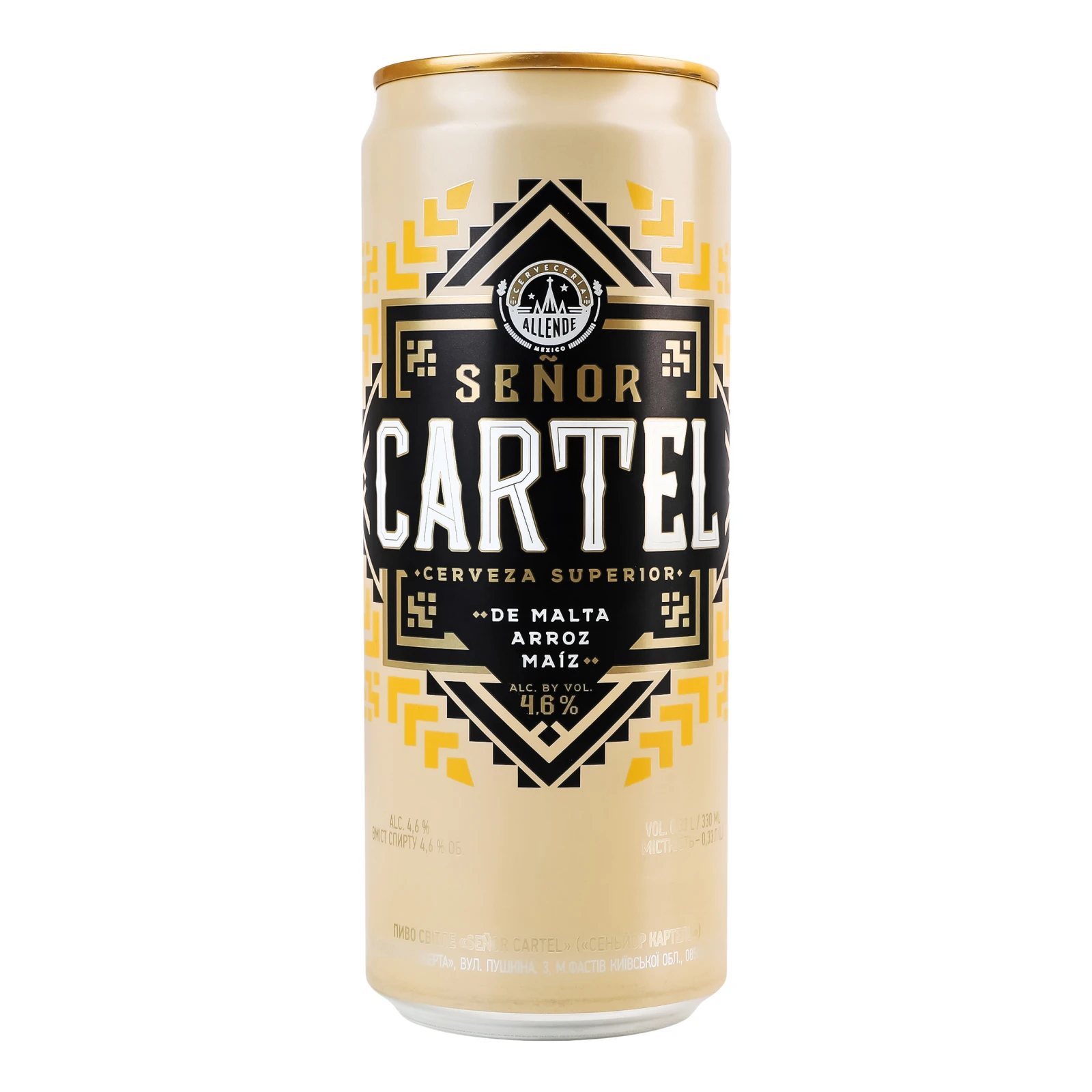 Пиво Senor Cartel світле пастеризоване 4.6% 0.33л Фото №:1