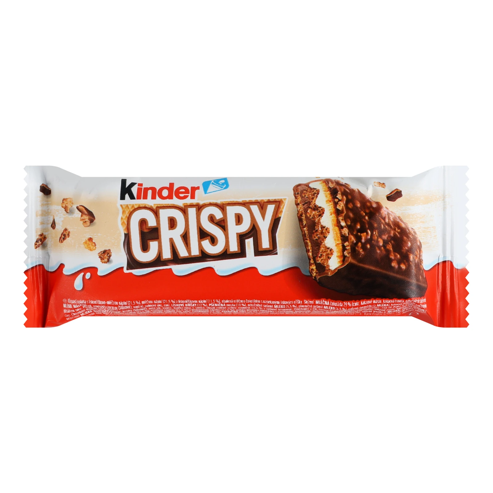 Вафлі Kinder Crispy з какао-горіховою начинкою покриті молочним шоколадом та крихтами печива 34г Фото №:1