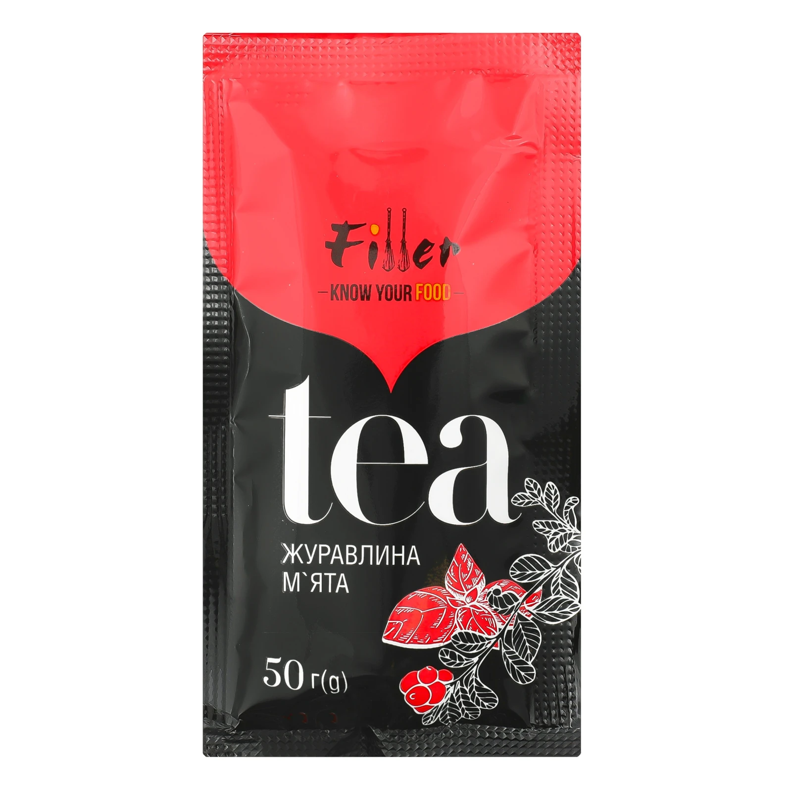 Концентрат для напою Filler пастеризований Чай Журавлина-м'ята 50г Фото №:1
