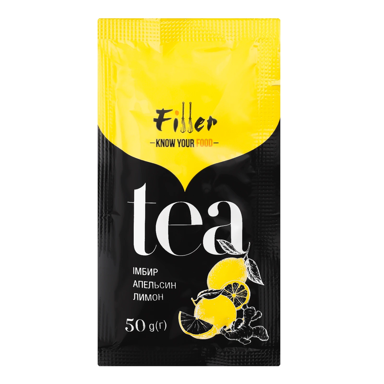 Концентрат для напою Filler пастеризований Чай Імбир-апельсин-лимон 50г Фото №:1