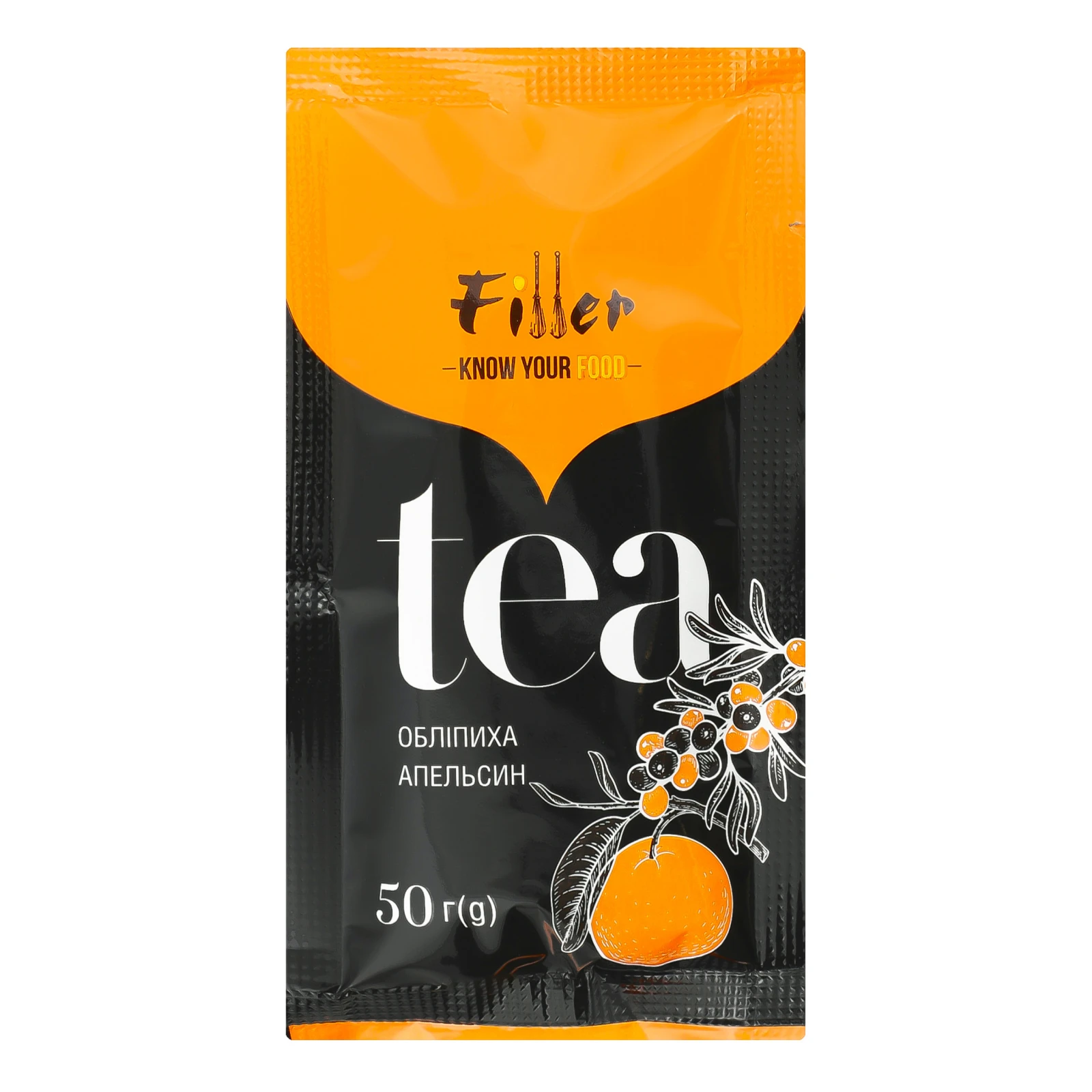 Концентрат для напою Filler пастеризований Чай Обліпиха-апельсин 50г Фото №:1