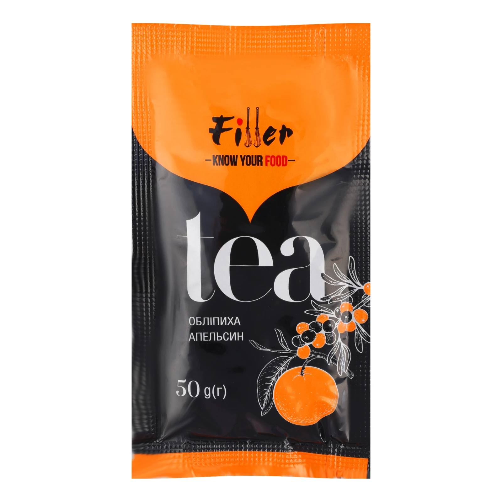 Концентрат для напою безалкогольного Filler Tea Обліпиха-апельсин пастеризований 50г Фото №:1