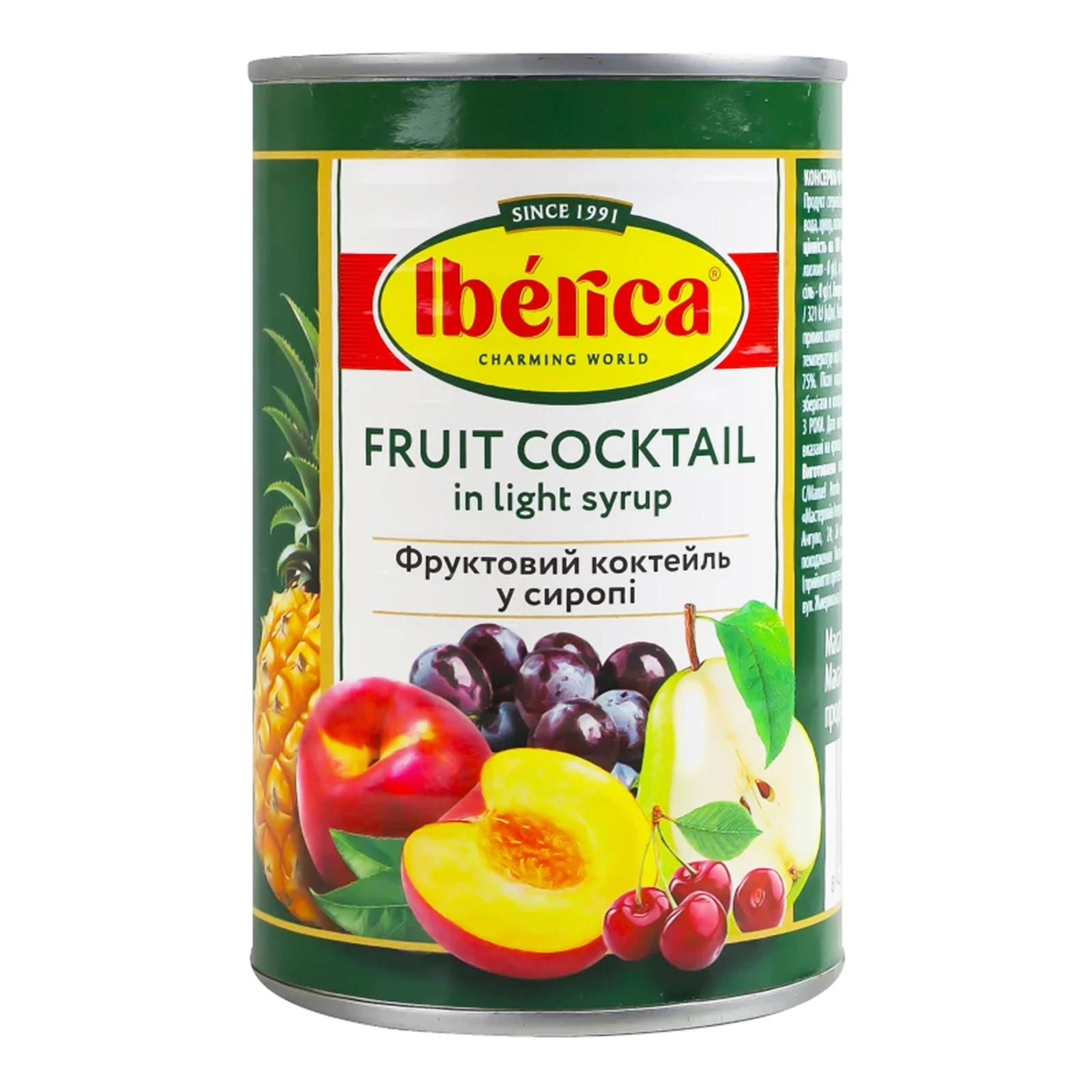 Конс Iberica 410г фруктовий коктейль у сиропі з/б ключ Фото навігації №:1