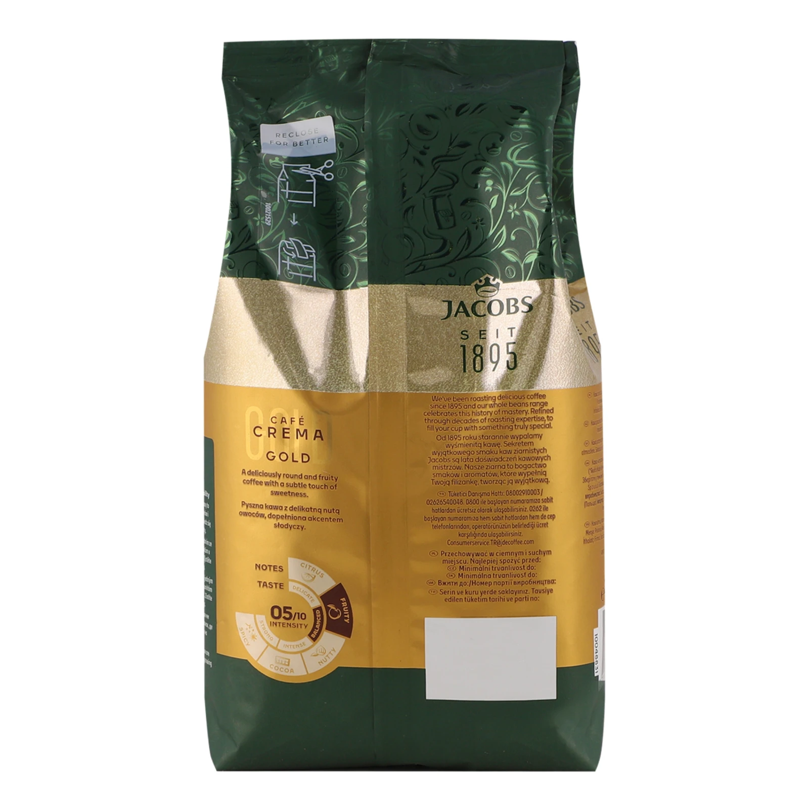 Кава Jacobs Crema Gold натуральна смажена в зернах 500г Фото №:2