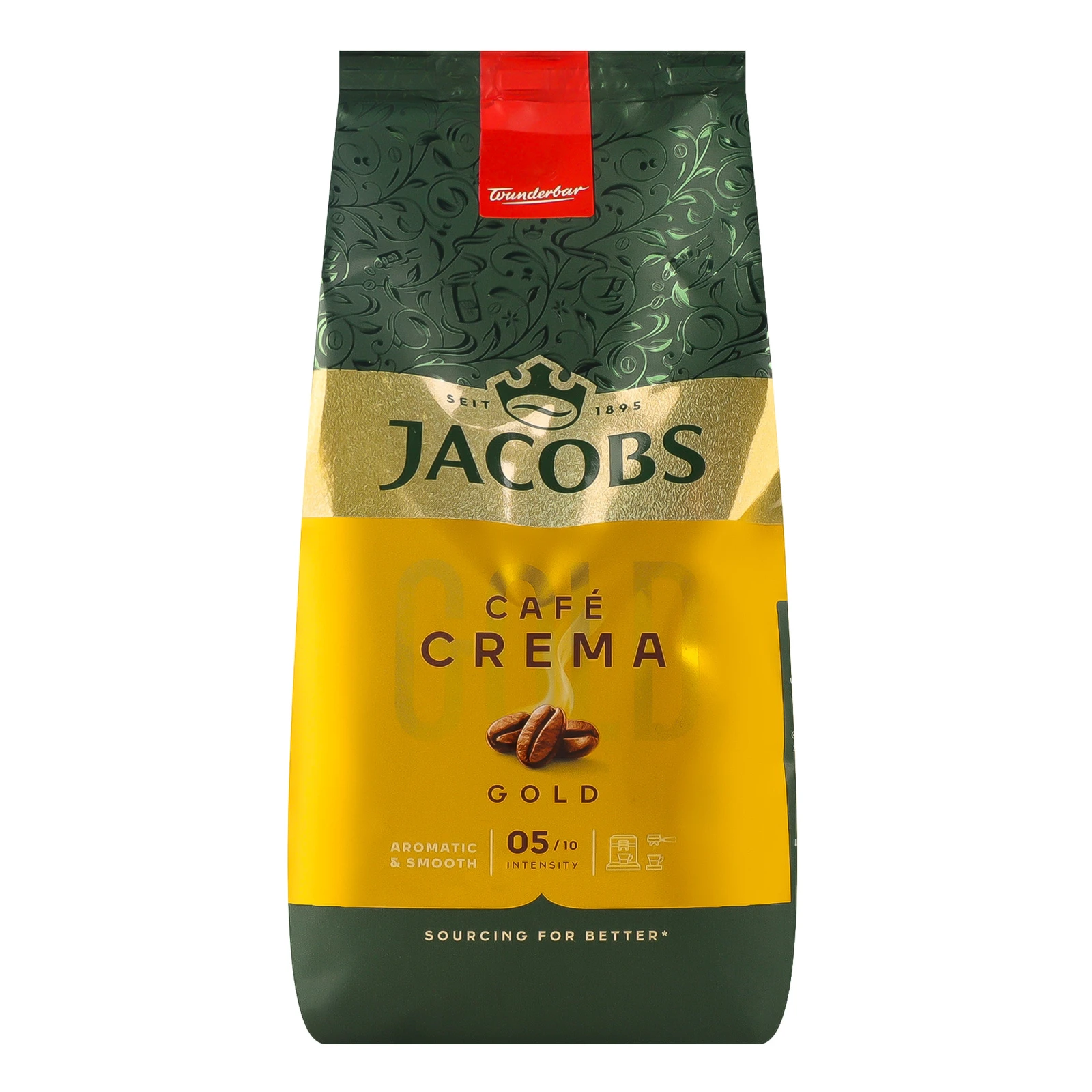 Кава Jacobs Cafe Crema Gold натуральна смажена в зернах 500г Фото навігації №:1