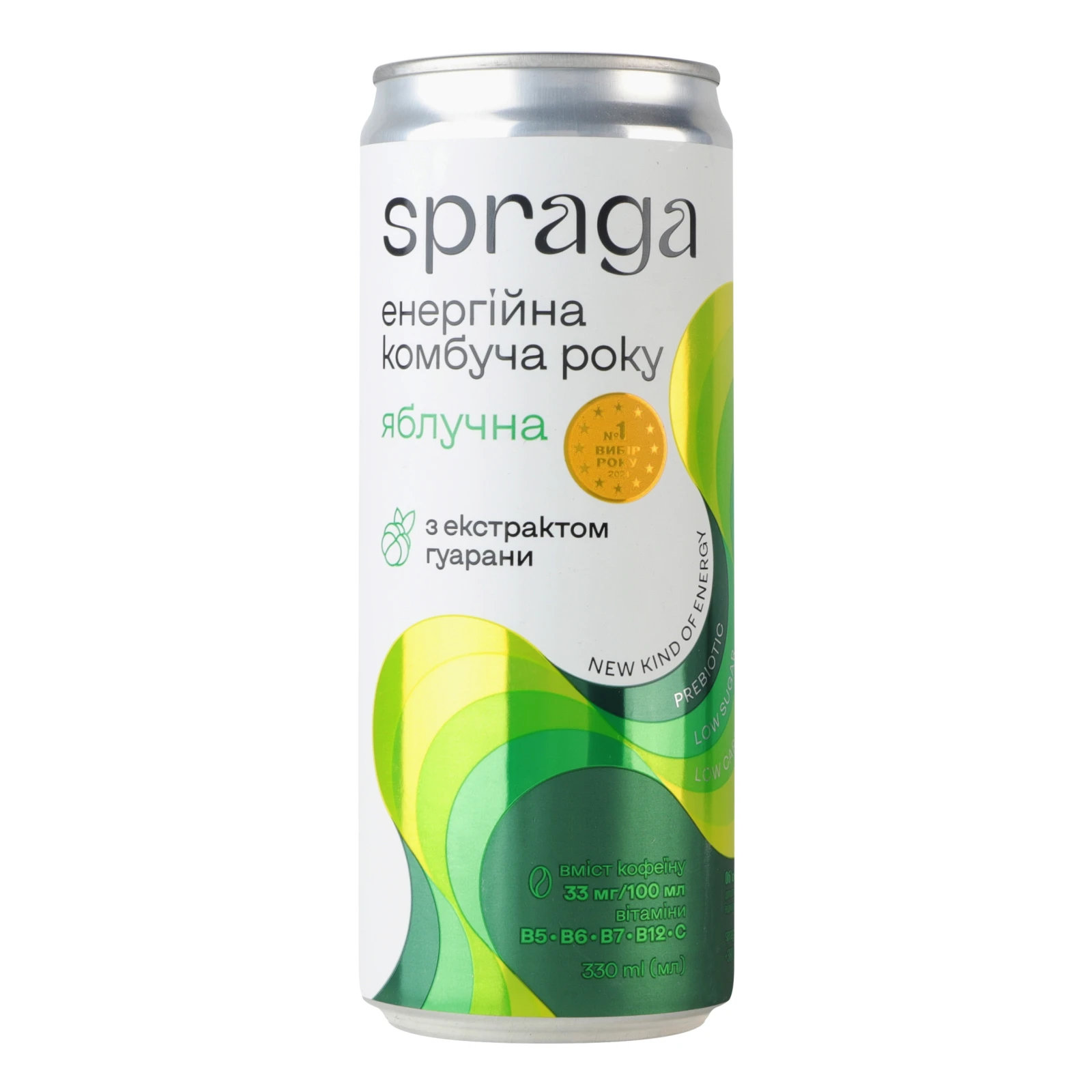 Напій енергетичний Spraga Комбуча безалкогольна слабогазована Яблучна 0.33л Фото навігації №:1