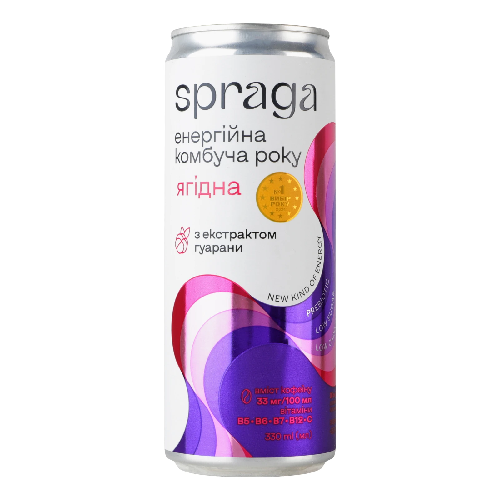 Напій енергетичний Spraga Комбуча безалкогольна слабогазована Ягідна 0.33л Фото №:1