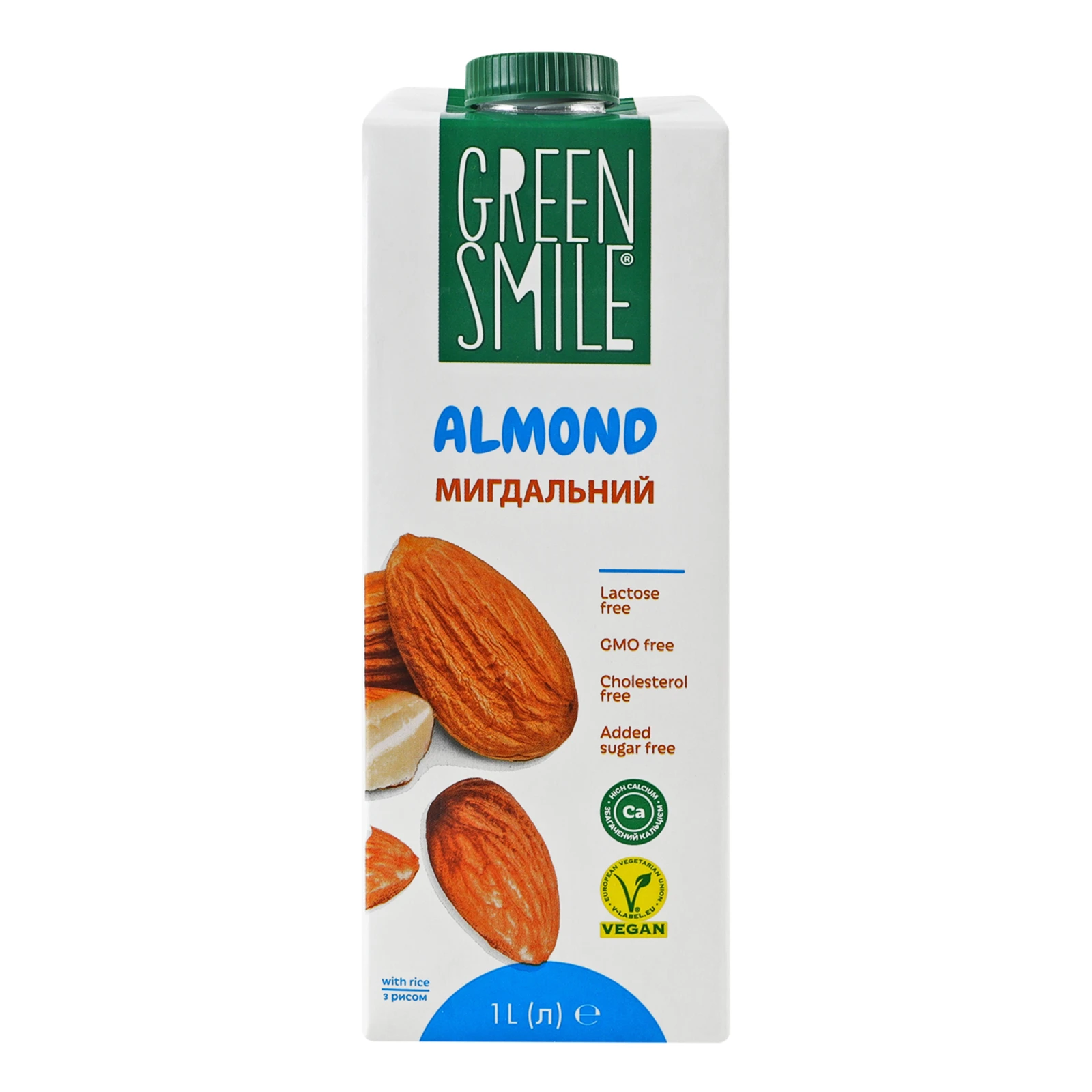 Напій Green Smile ультрапастеризований збагачений кальцієм рисово-мигдальний 1л Фото №:1