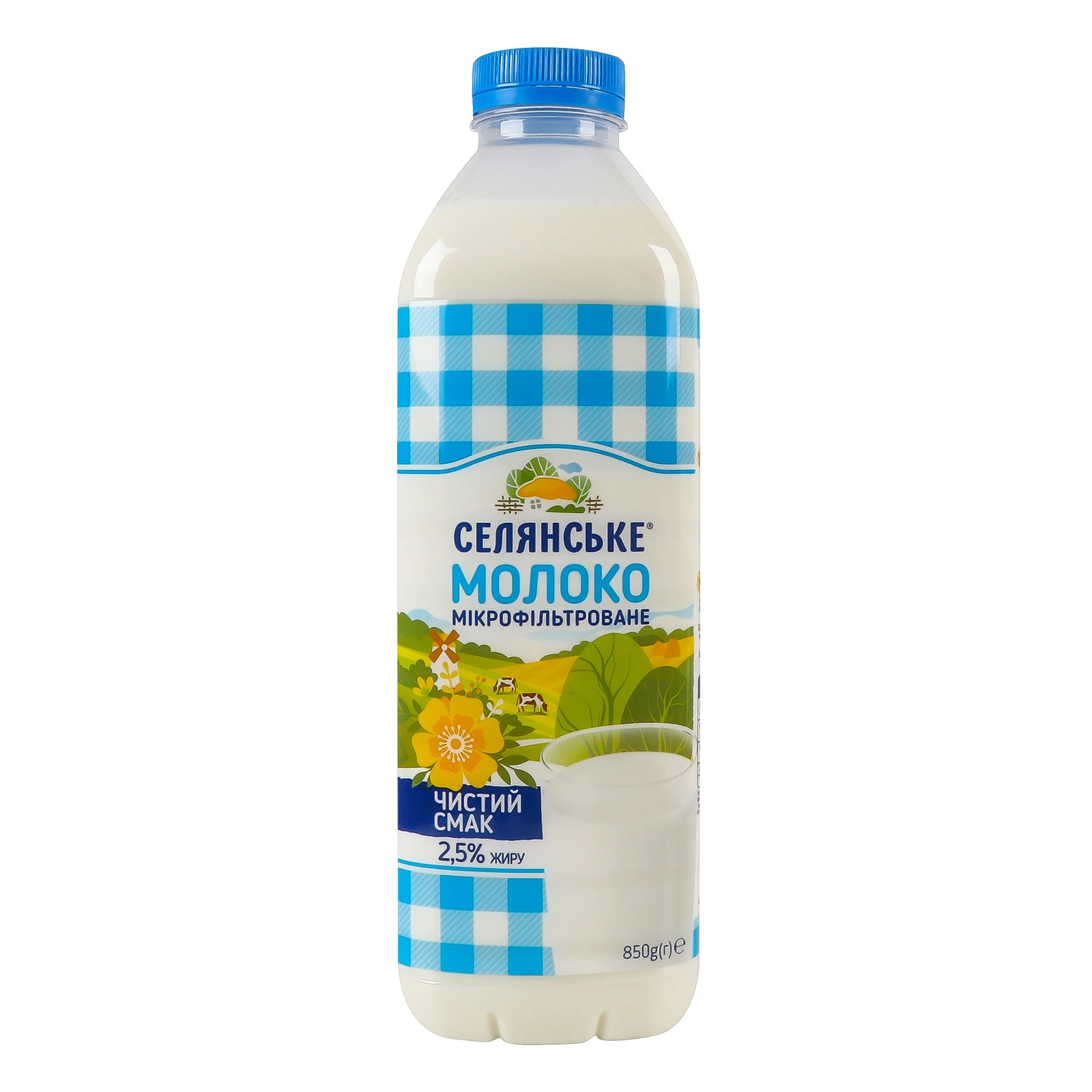 Молоко Селянське питне мікрофільтроване пастеризоване 2.5% 850г Фото №:1