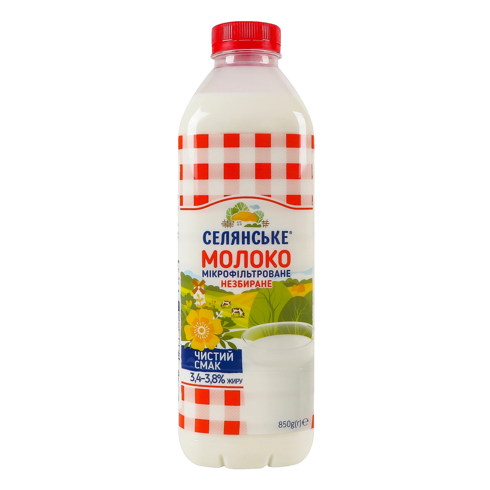 Молоко Селянське питне мікрофільтроване пастеризоване незбиране 3.4-3.8% 850г Фото №:1