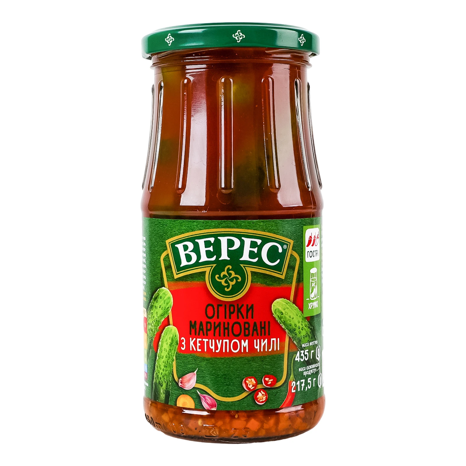 Огірки Верес мариновані з кетчупом чилі стерилізовані 435г Фото №:1