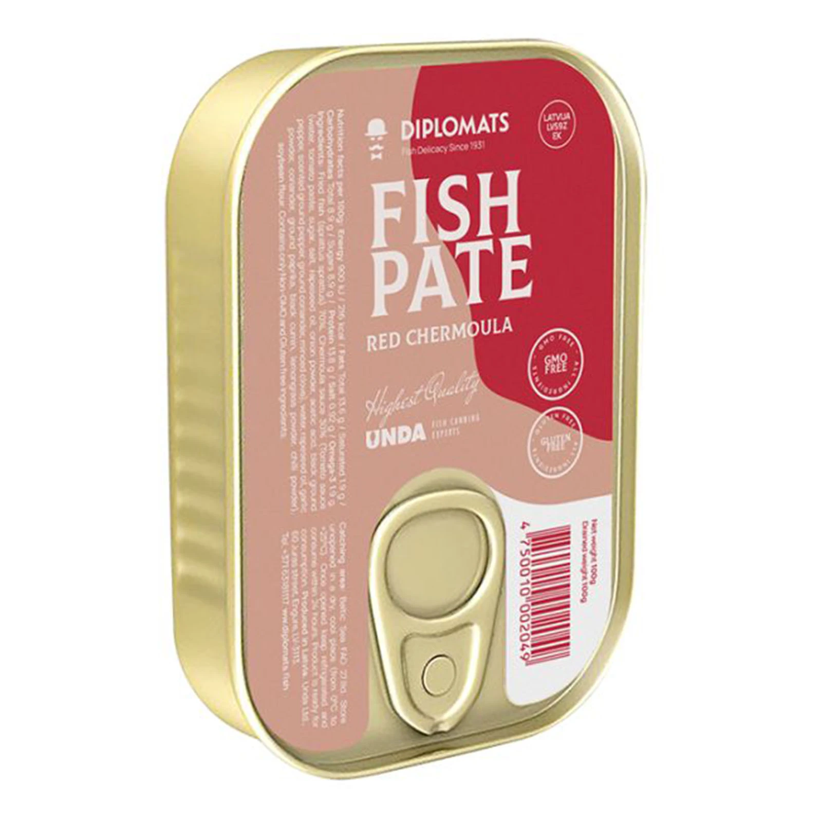 Паштет Diplomats із копчених шпрот з червоним соусом Чермула 100г Фото №:1