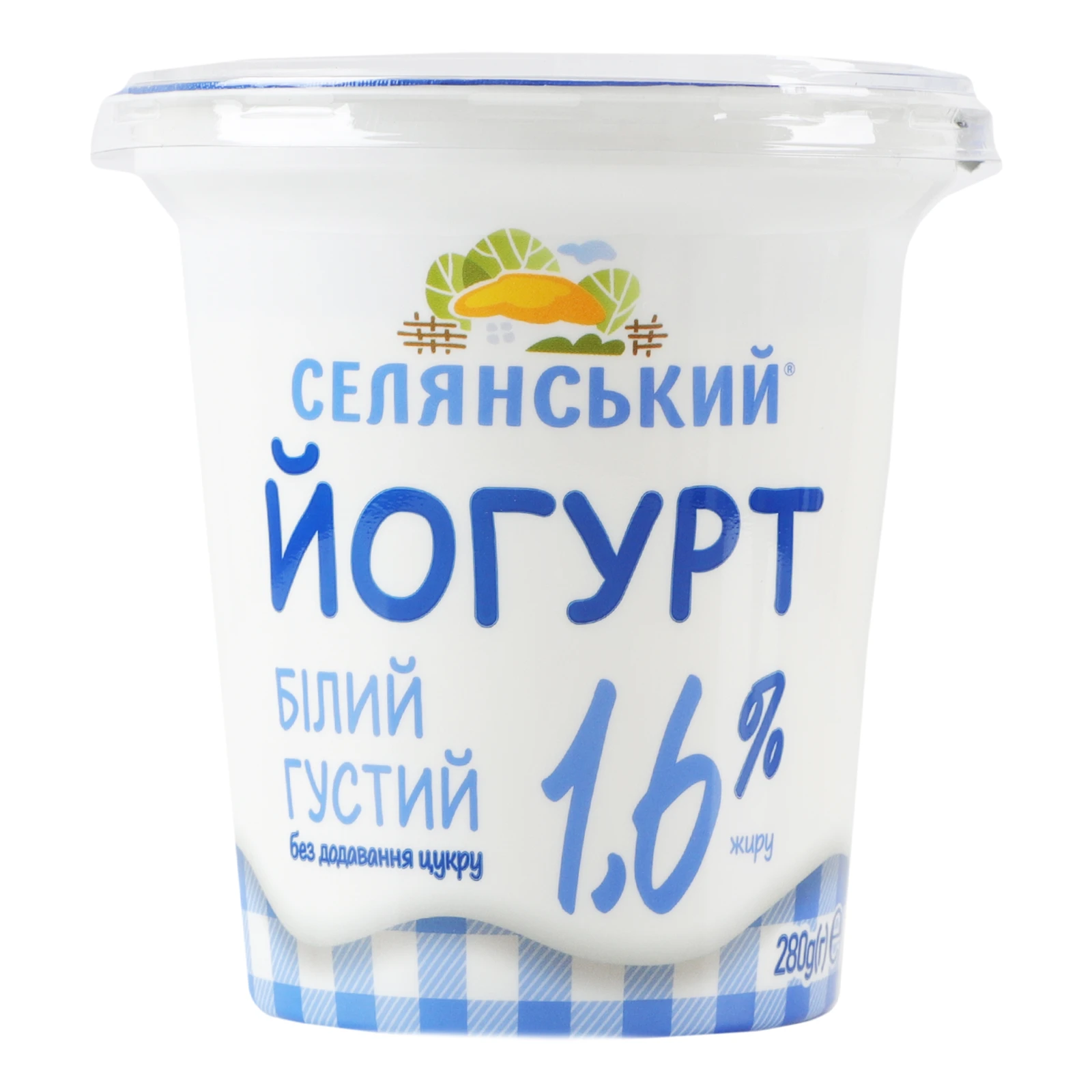 Йогурт Селянський Білий густий без додавання цукру 1.6% 280г Фото №:1