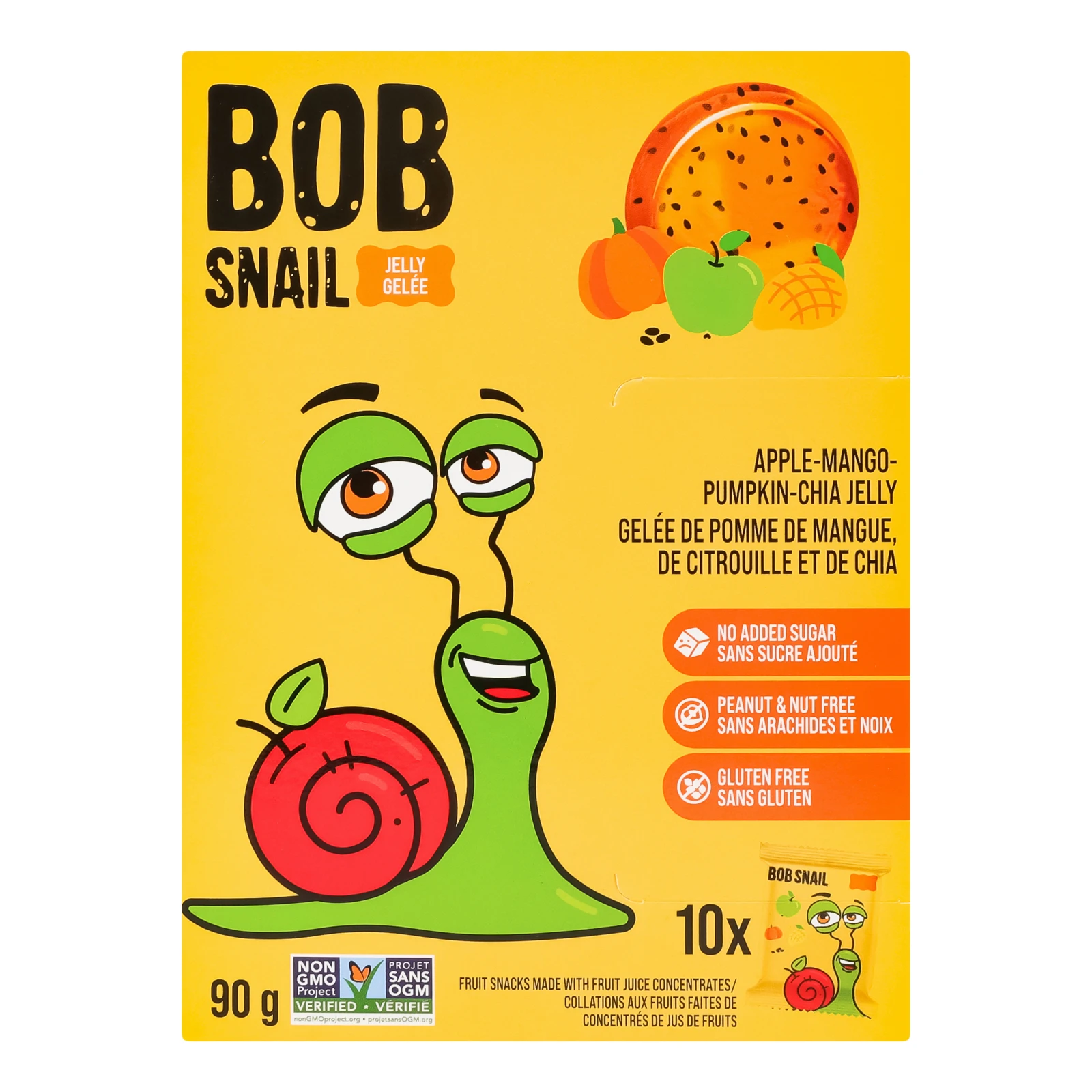Мармелад Bob Snail Jelly фруктово-овочевий Яблуко-манго-гарбуз-чіа 10х9г Фото №:1