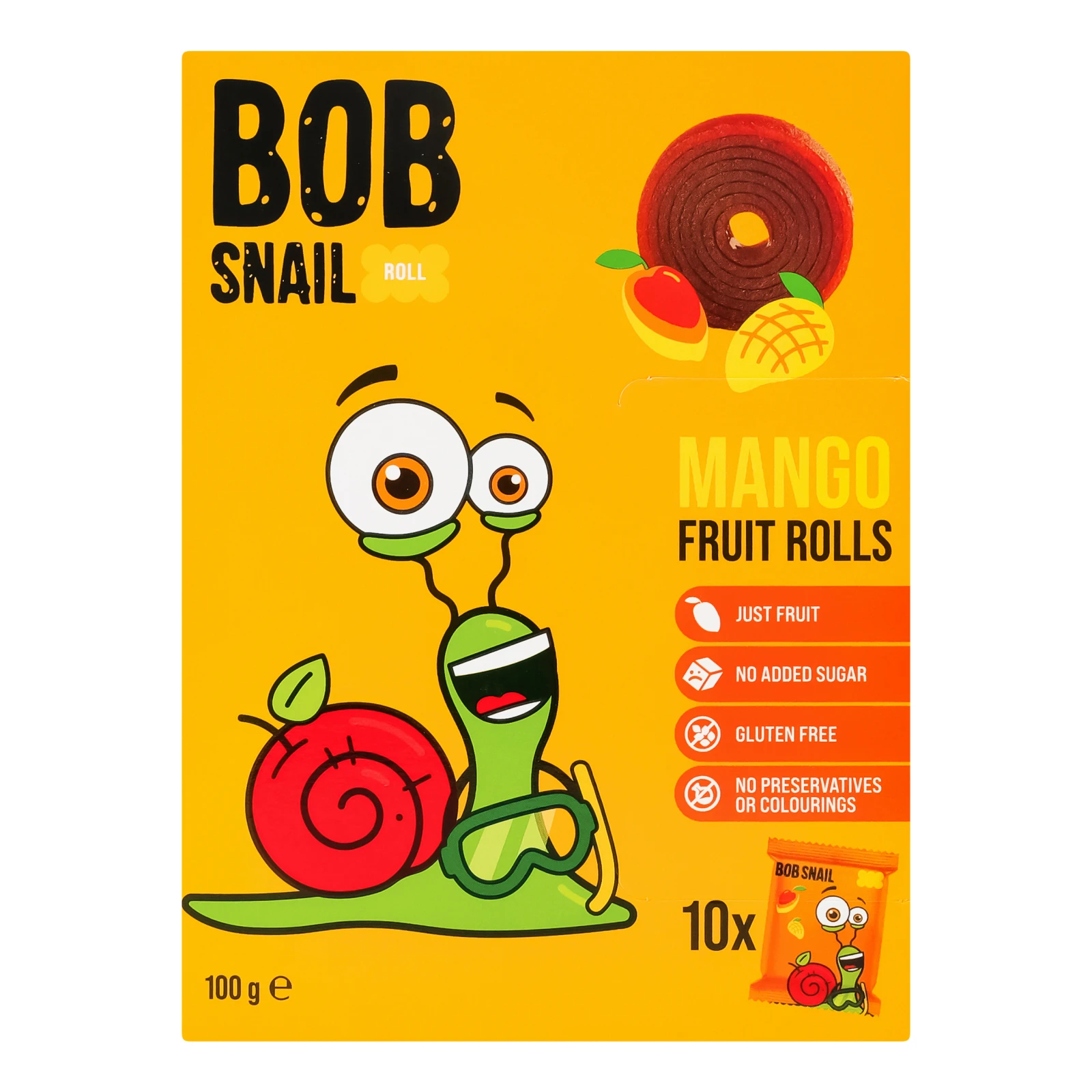 Цукерки Bob Snail Rolls фруктові натуральні Манго 10х10г