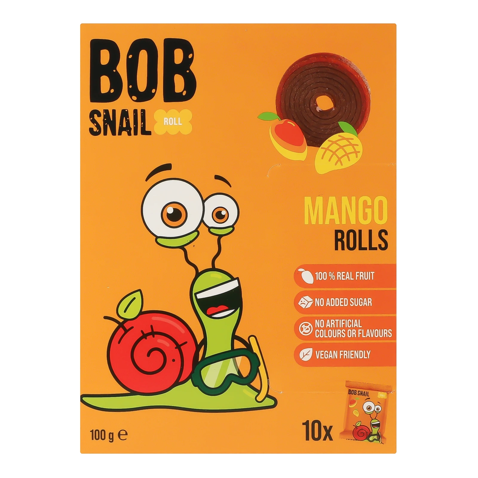 Цукерки Bob Snail Rolls Mango фруктові натуральні 10*10г/уп Фото №:1