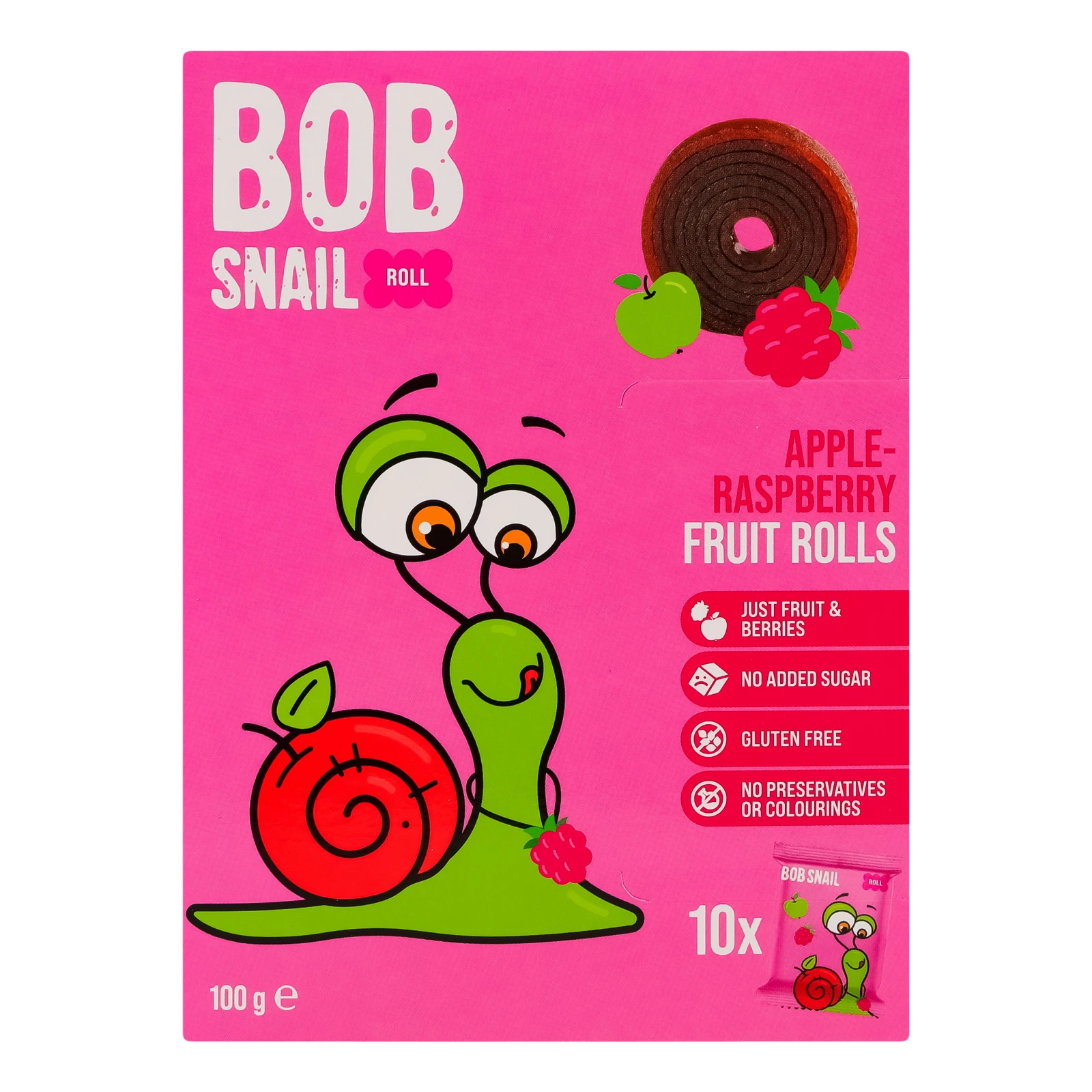 Цукерки фруктові Bob Snail Rolls Apple-raspberry натуральні 10*10г/уп Фото №:1