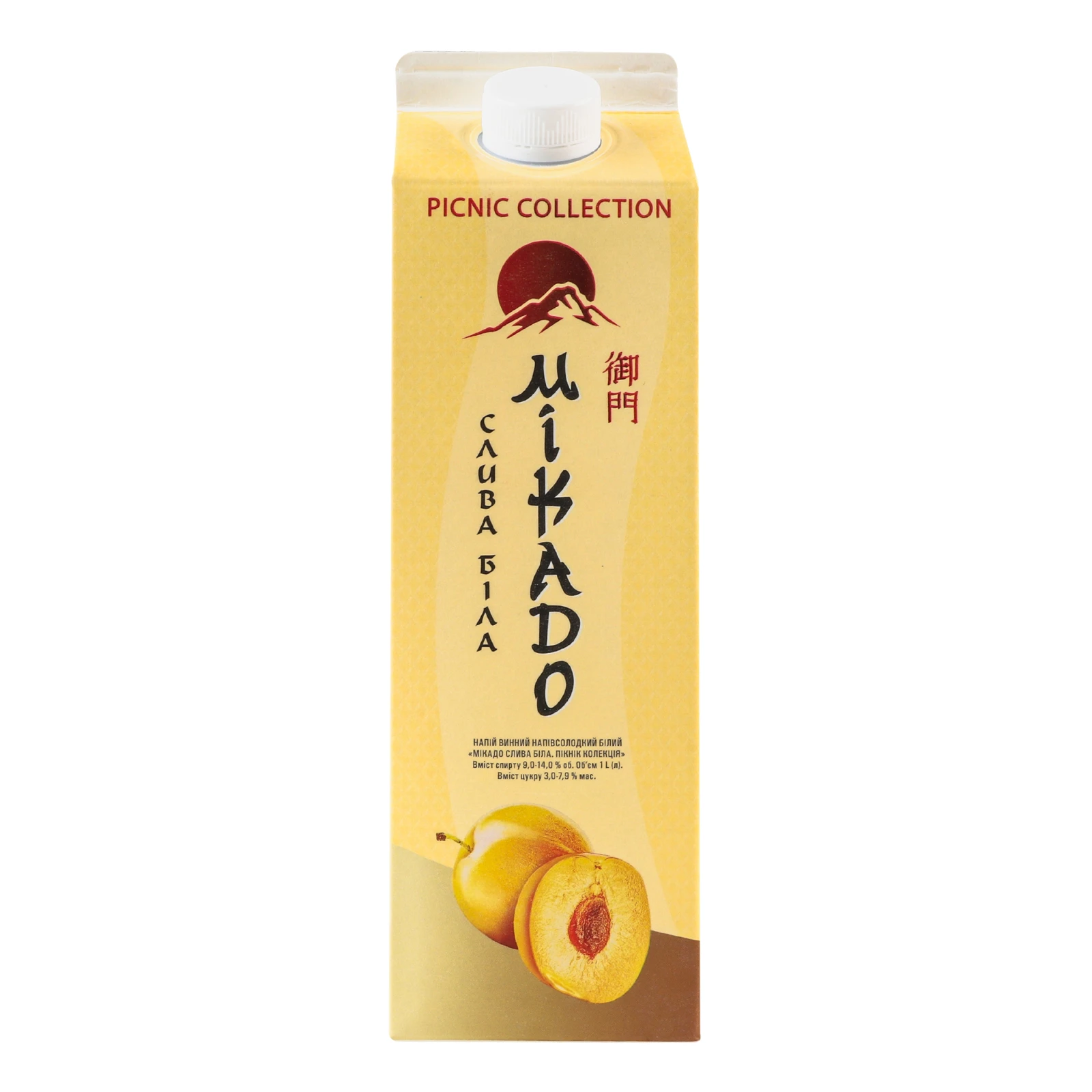 Напій винний Mikado Picnic collection Слива біла білий напівсолодкий 9-14% 1л Фото №:1
