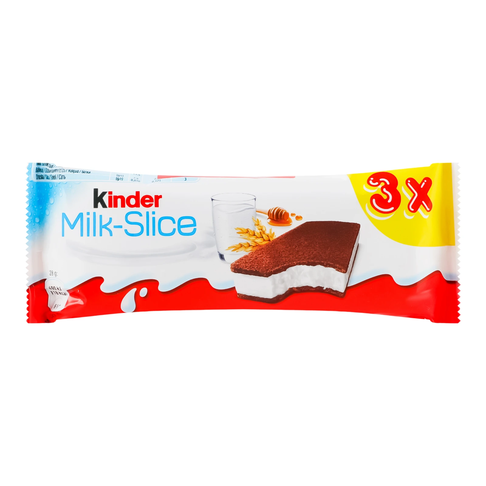 Тістечко Kinder Milk-slice бісквітне з молочною начинкою 3х28г