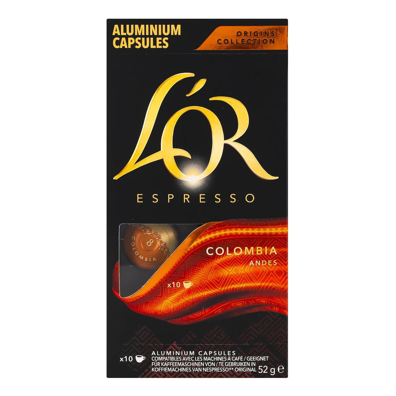 Кава L'OR Espresso Colombia Andes натуральна смажена мелена в капсулах 52г