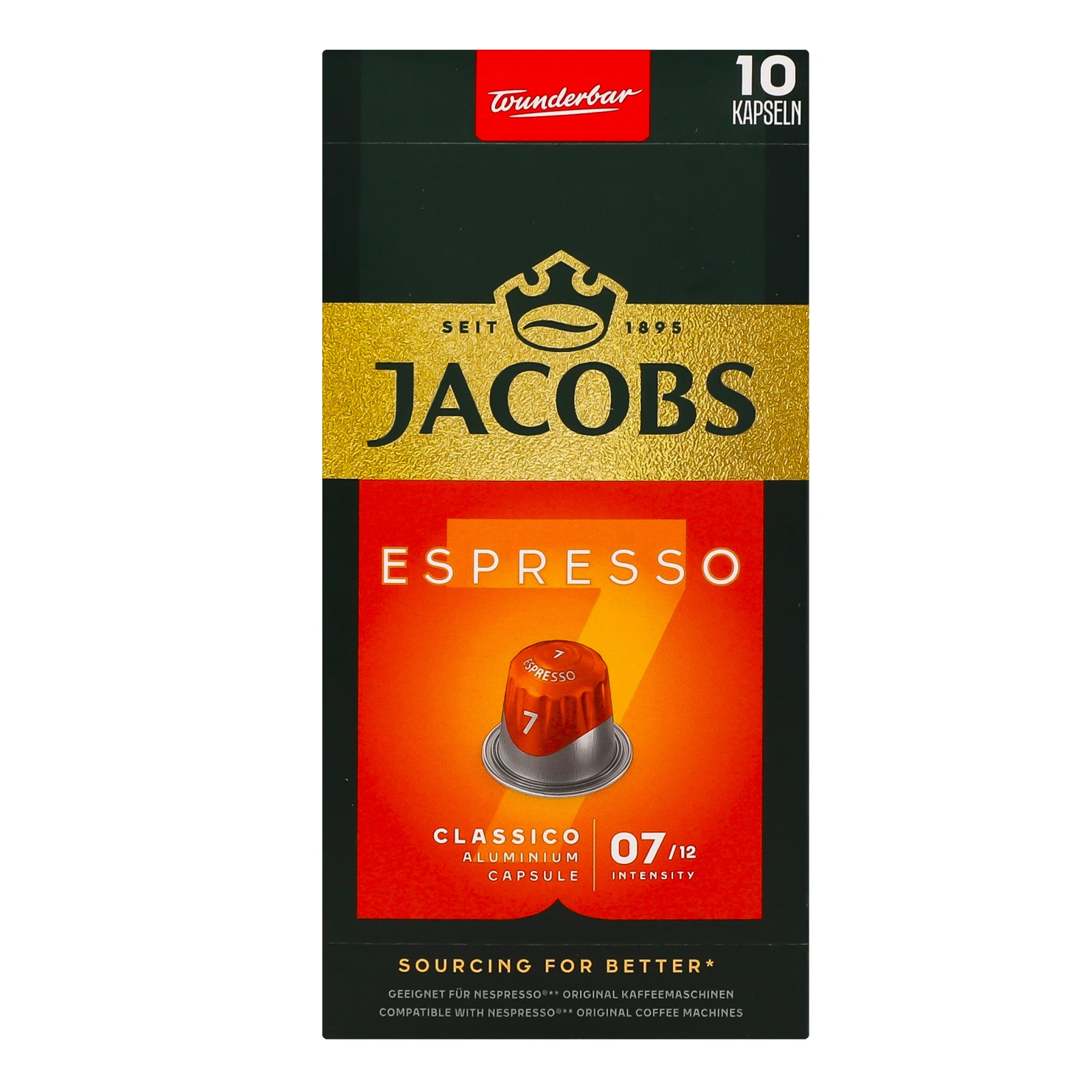 Кава Jacobs Espresso 7 Classico натуральна смажена мелена в капсулах 52г
