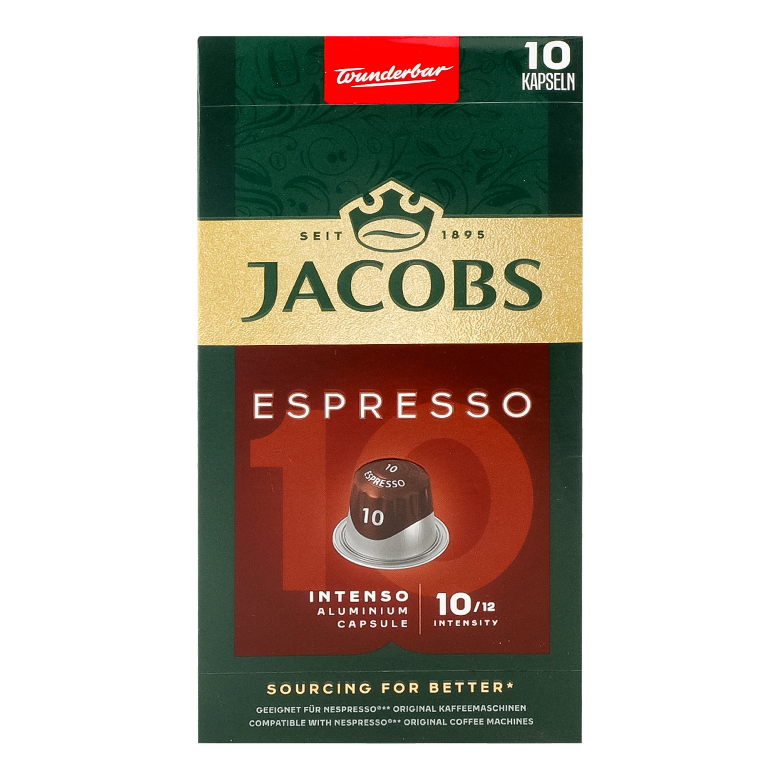 Кава Jacobs Espresso 10 Intenso натуральна смажена мелена в капсулах 52г Фото №:1