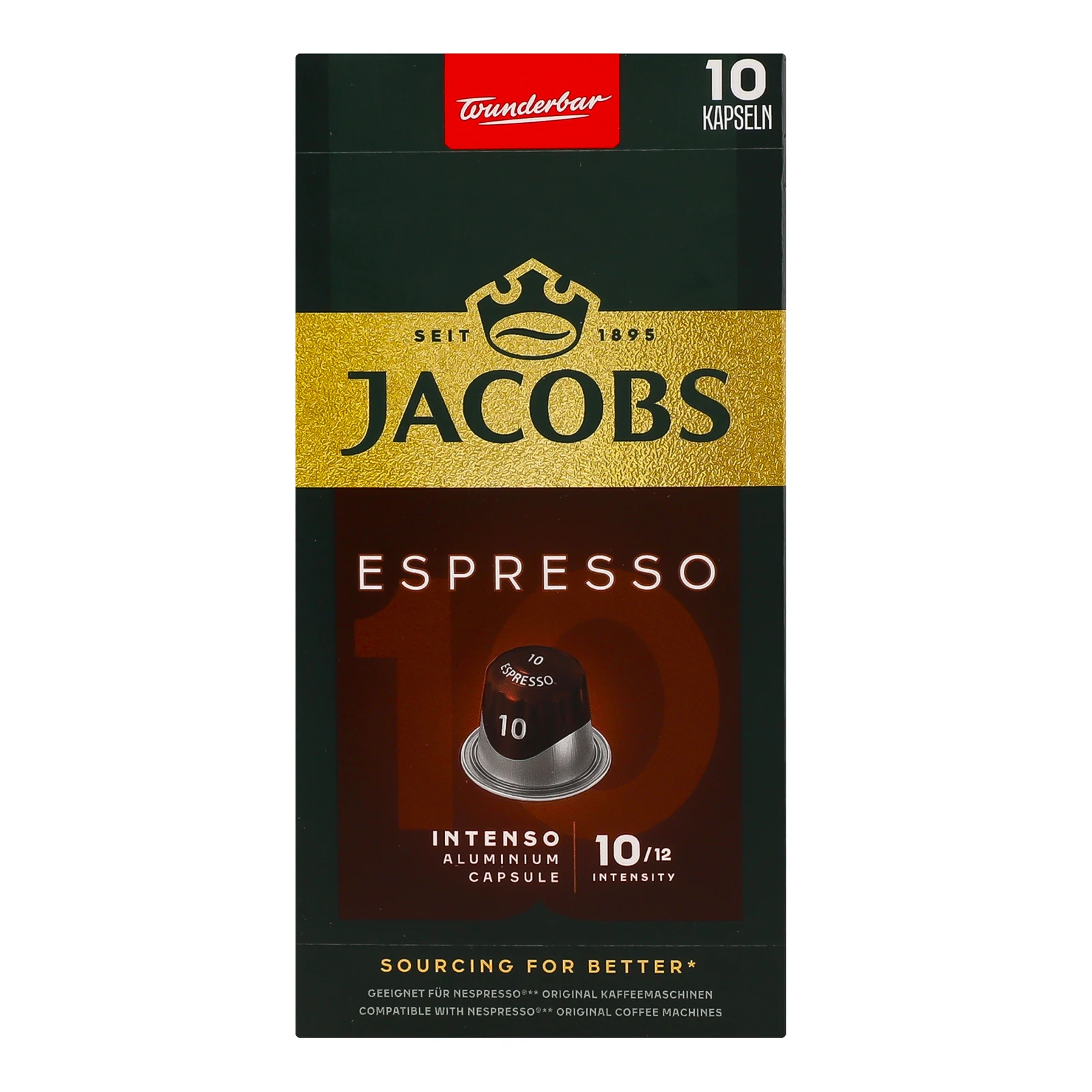Кава Jacobs Espresso 10 Intenso натуральна смажена мелена в капсулах 52г Фото №:1