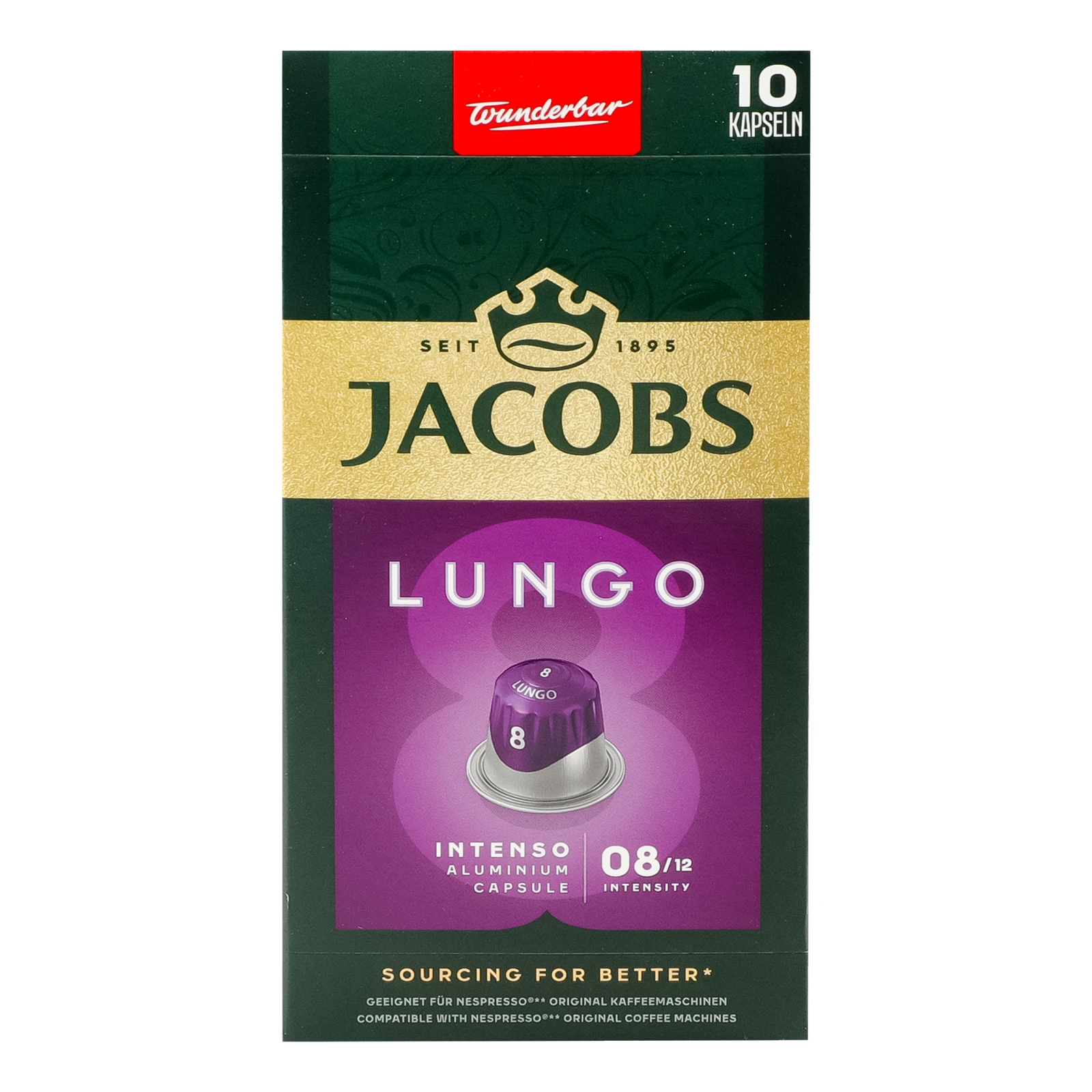 Кава Jacobs Lungo 8 Intenso натуральна мелена смажена в капсулах 52г Фото навігації №:1