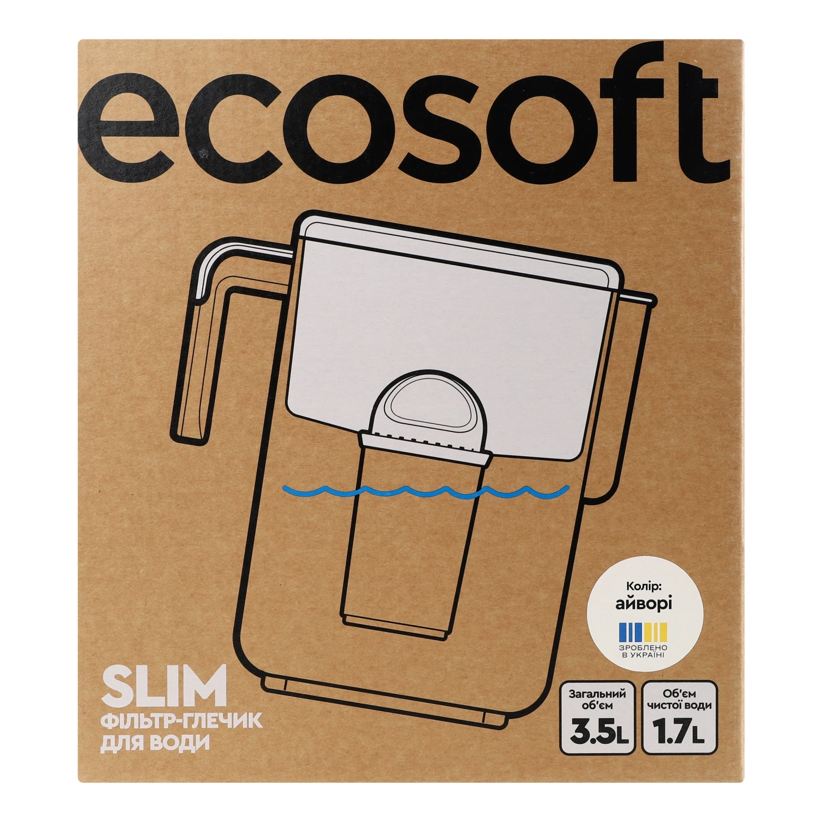 Фільтр-глечик Ecosoft Slim №FMVSLIMWECO для води айворі 3.5л 1шт Фото №:1