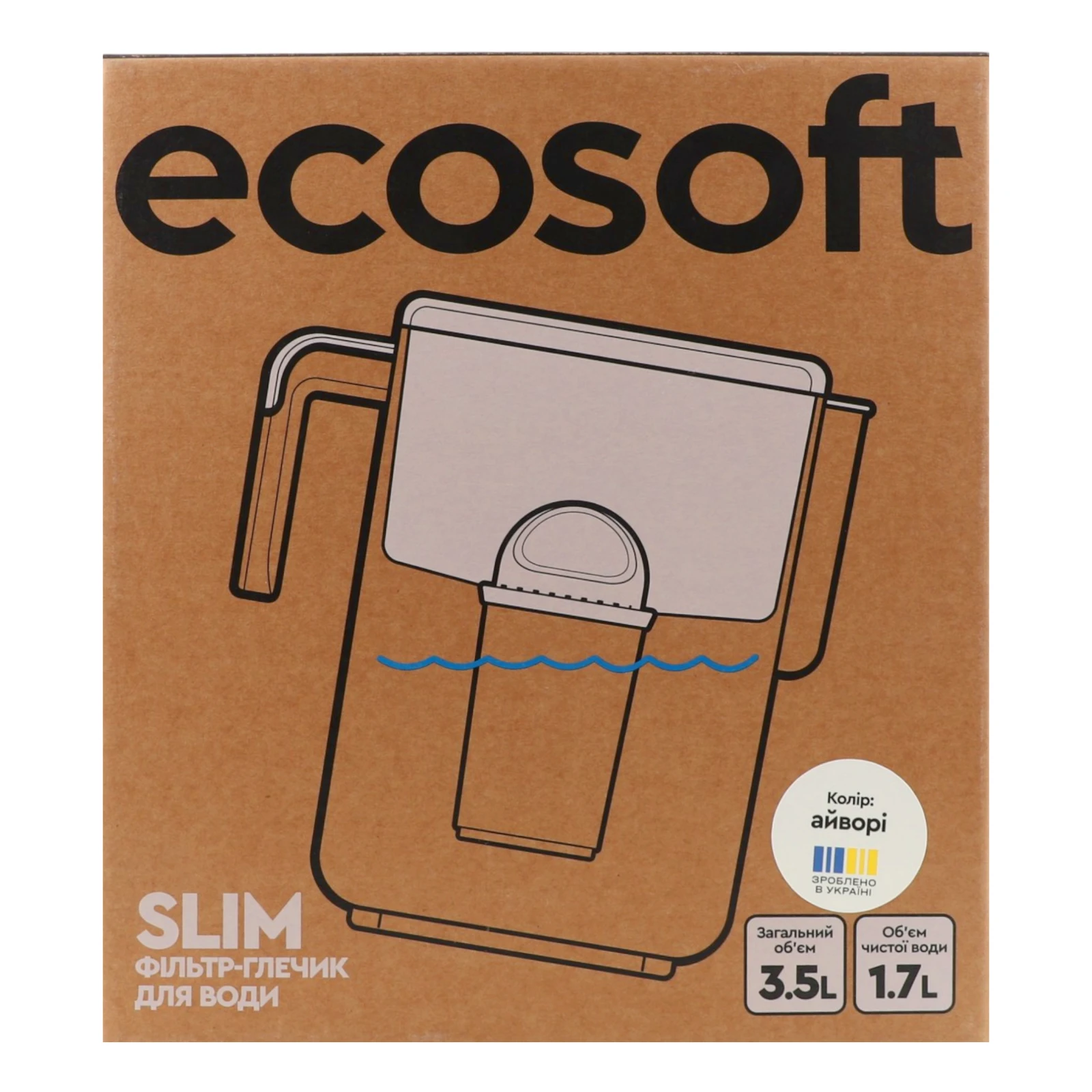 Фільтр-глечик Ecosoft Slim №FMVSLIMWECO для води айворі 3.5л 1шт Фото №:1