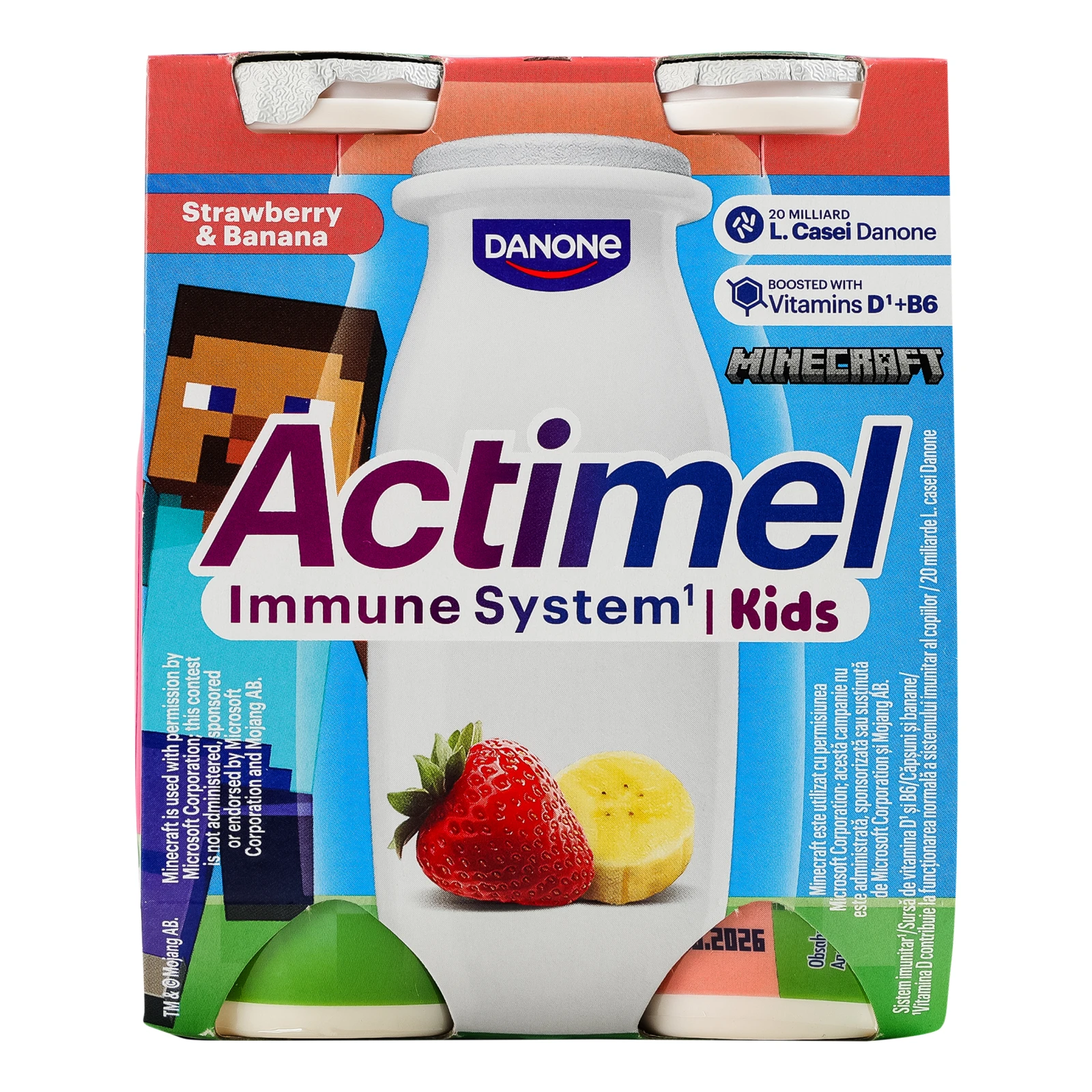 Продукт кисломолочний Actimel Полуниця банан 1.4% 4х100г