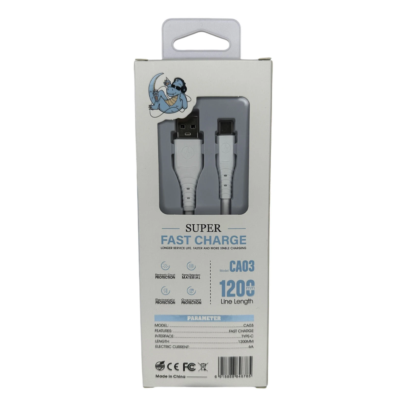 Кабель для зарядки 6А 1200мм Type-C СА03 Фото №:2
