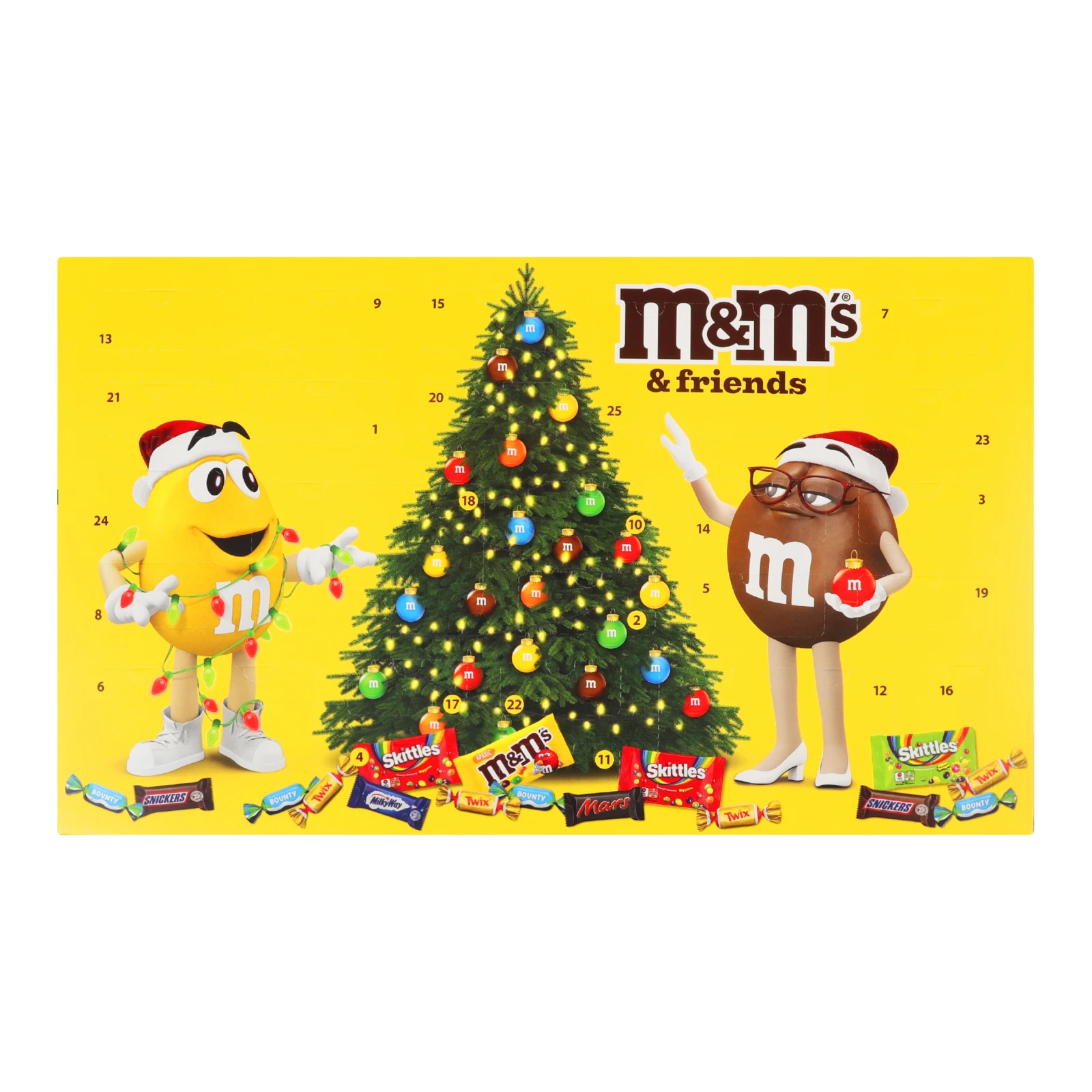 Набір M&M's&Friends драже, батончиків, цукерок, печива та жувальних драже Різдвяний календар 463г Фото №:1