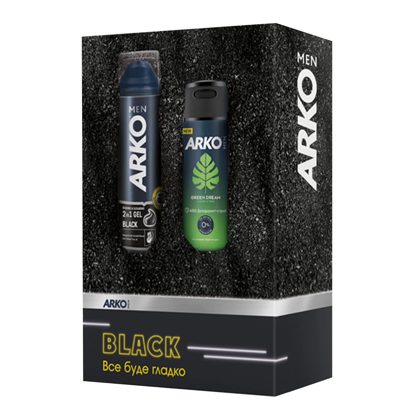 Набір Arko Men Black гель д/гол. 200мл+дез-спрей Green Dream 150мл Фото №:2