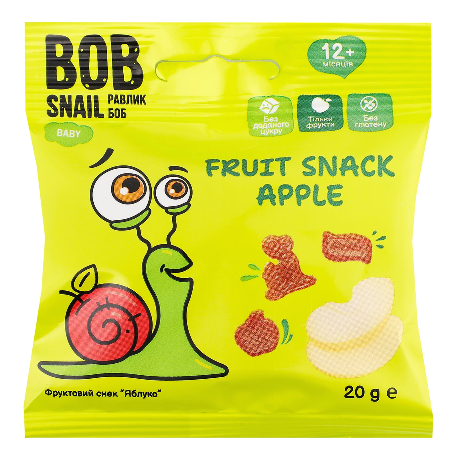 Снек фруктовий Bob Snail Baby Apple для дітей від 12-ти місяців 20г Фото №:1