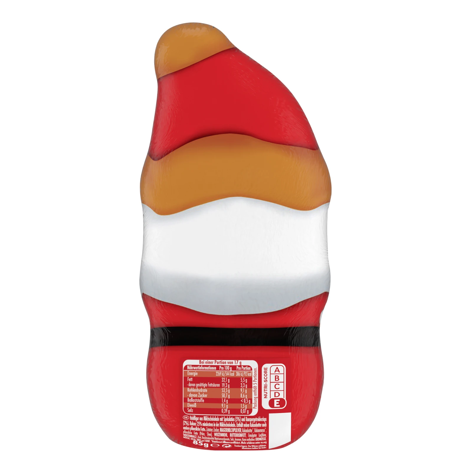 Фігурка шоколадна Kit Kat Санта з молочного шоколаду з пшеничними кріпсами та шматочками печива з корицею 85г Фото №:2