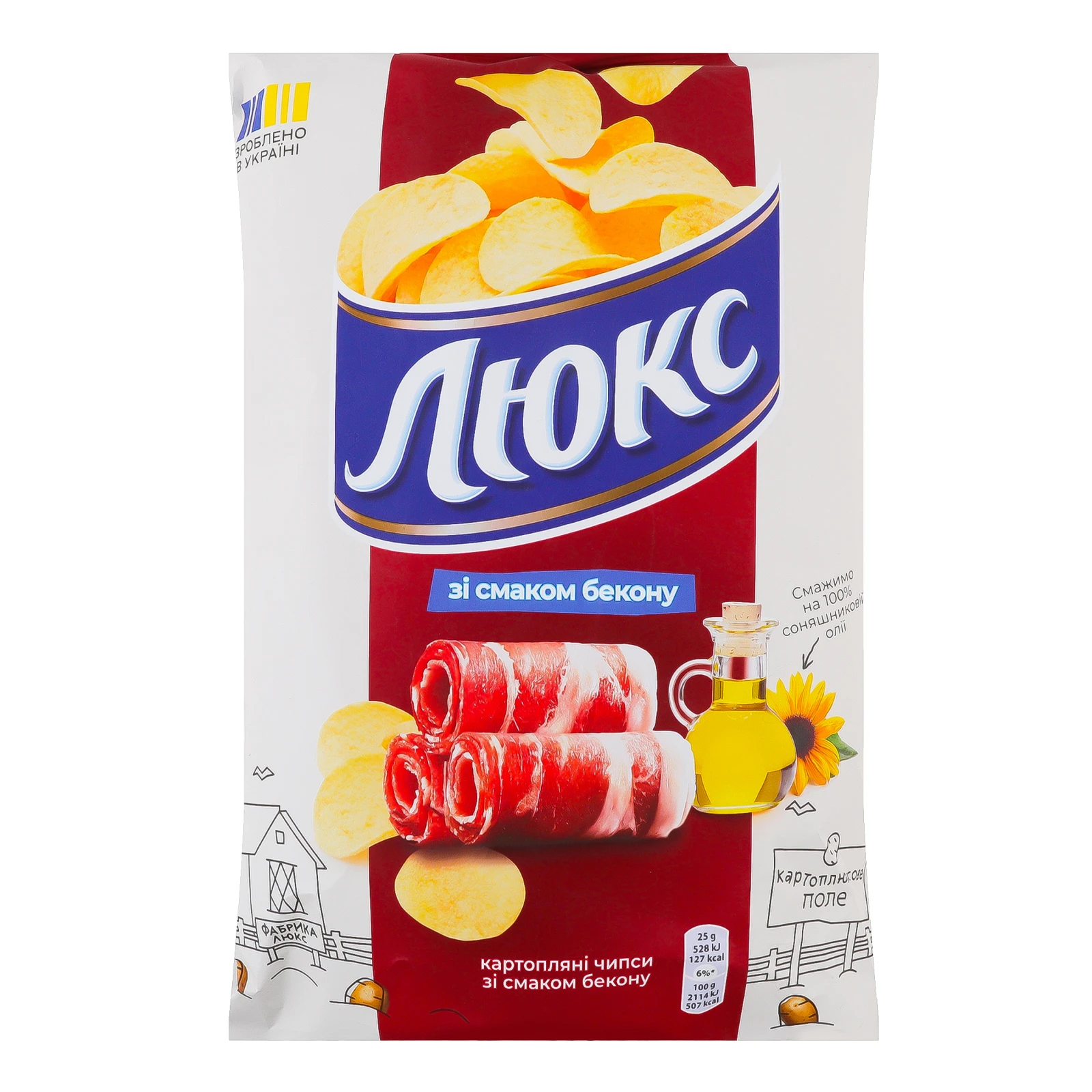 Чипси Люкс картопляні зі смаком Бекону 125г Фото №:1