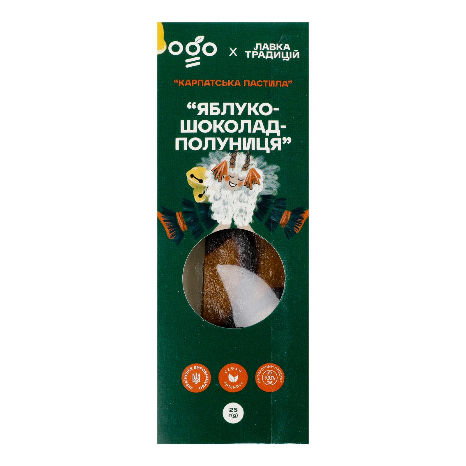 Пастила Ogo Карпатська Яблуко-шоколад-полуниця 25г Фото №:1