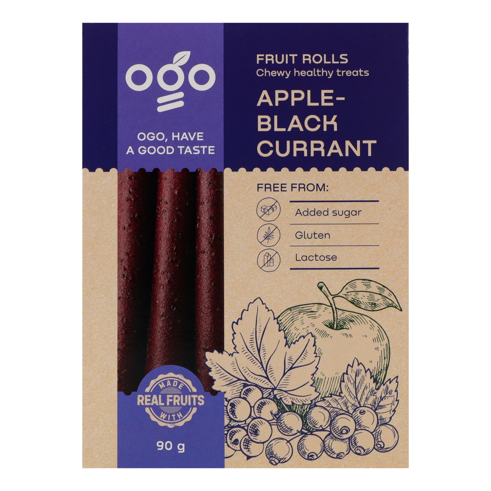 Пастила Ogo Fruit rolls Яблуко-чорна смородина 90г Фото №:1
