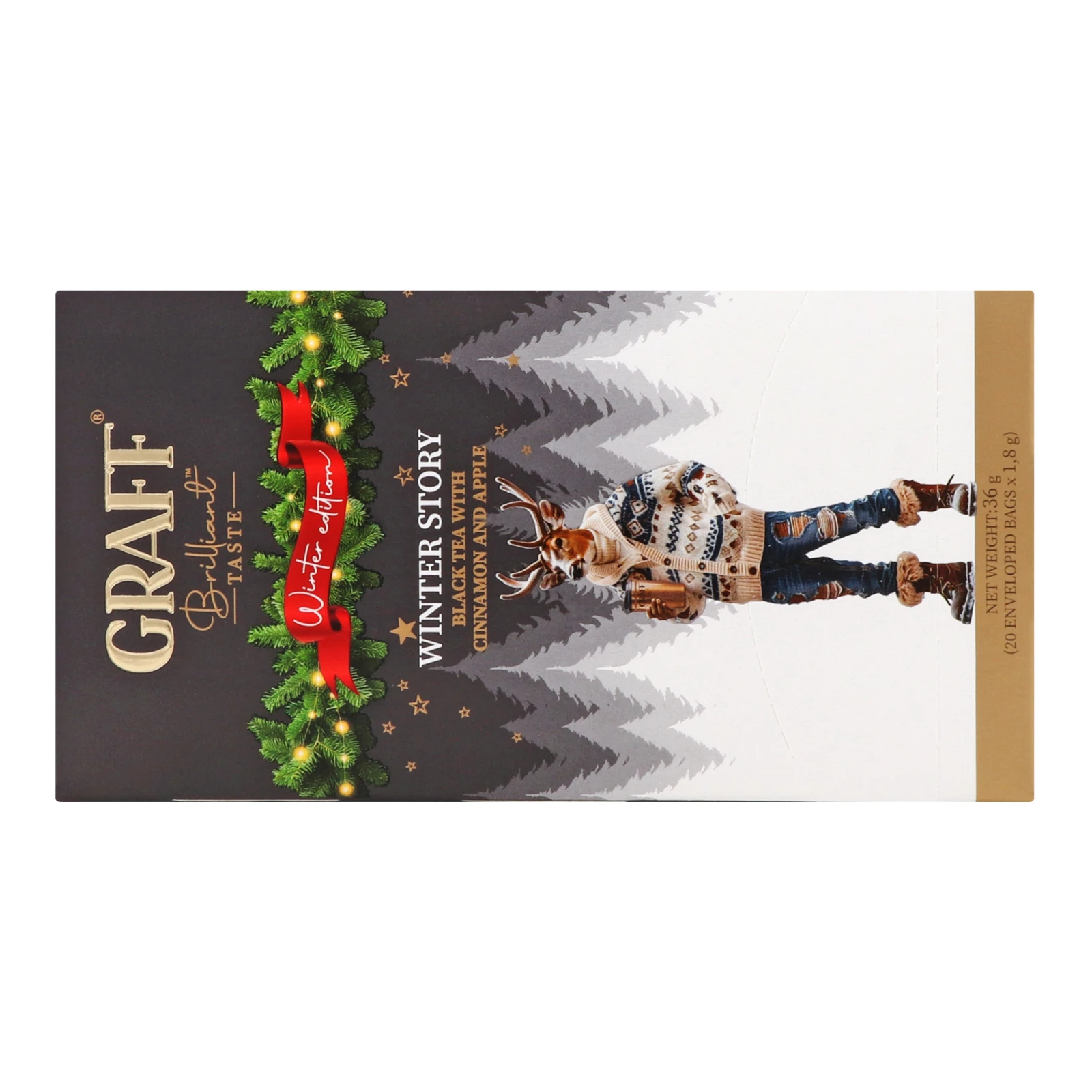 Чай Graff Зимова історія чорний байховий з корицею та яблуком 20х1.8г Фото №:2