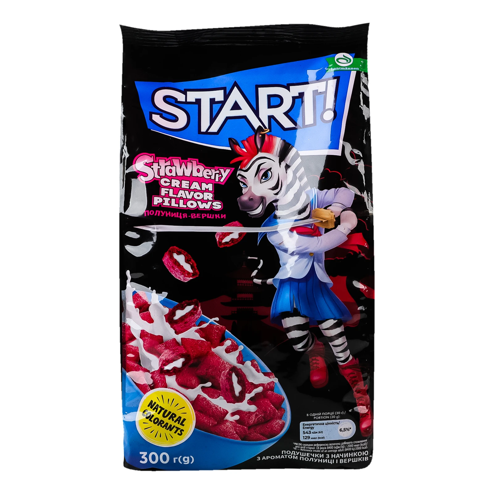 Сніданок сухий Start! подушечки з начинкою Полуниця-вершки 300г