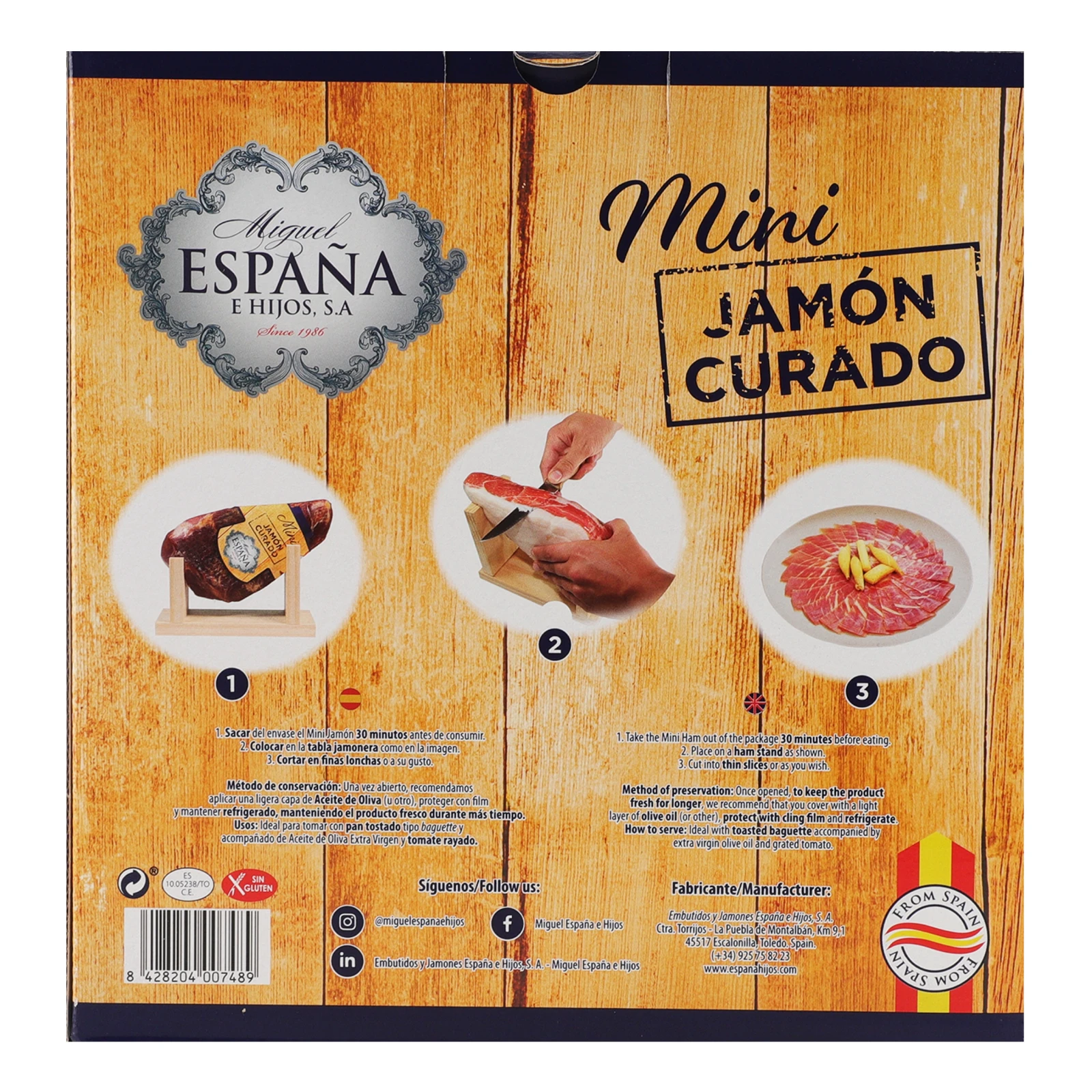 Хамон Espana E Hijos Mini Curado у подарунковій упаковці з підставкою та ножем 1кг Фото №:2