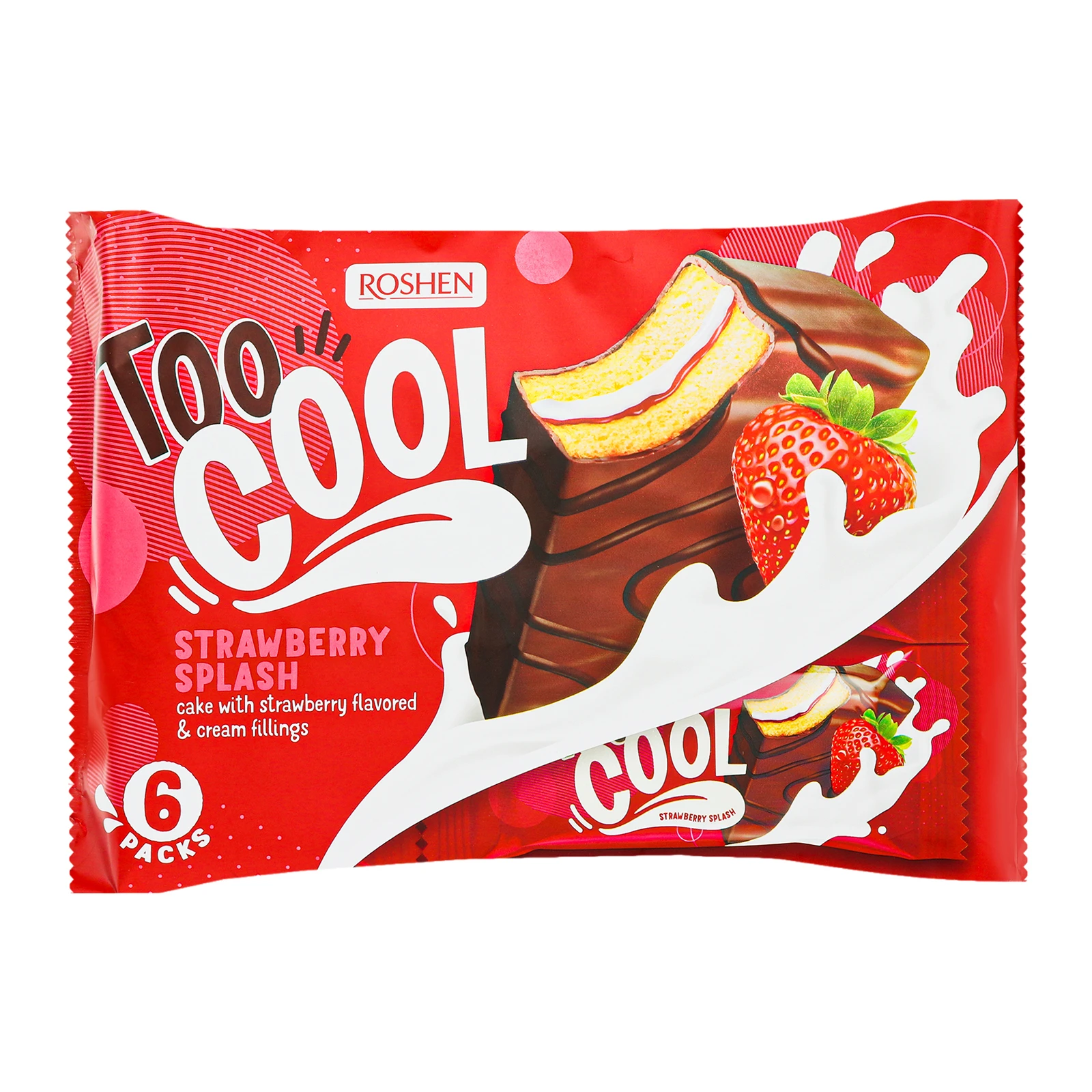 Тістечка бісквітні Roshen 6шт45г Strawberry Splash Too Cool Акція Фото №:1
