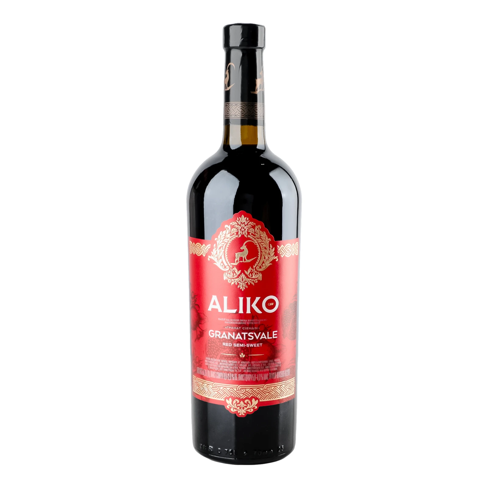 Напій алкогольний Aliko C&W Granatsvale на основі вина виноградний червоний напівсолодкий 9-12% 0.75л Фото навігації №:1